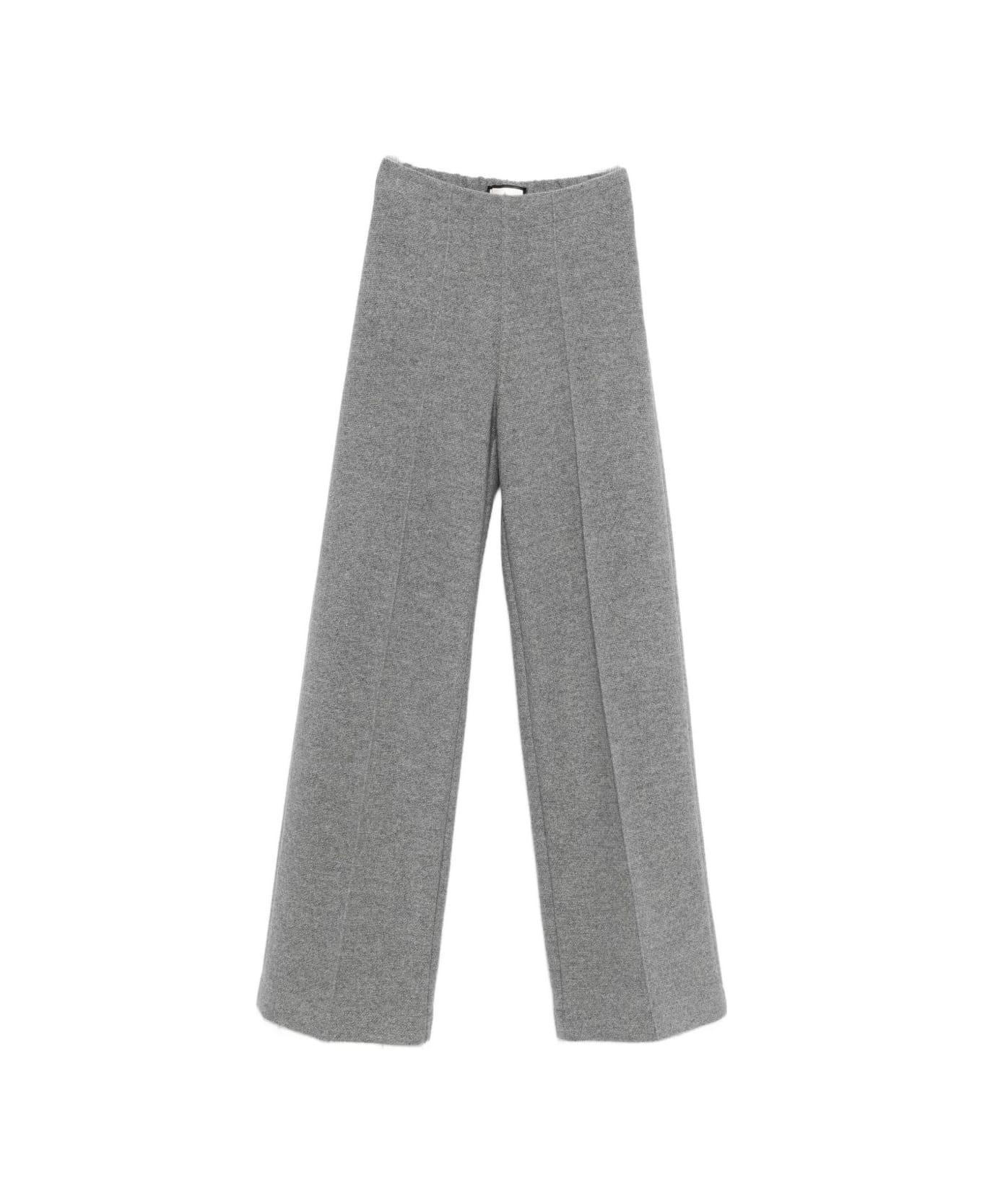 Bruno Manetti 100% Wool Piqué Knit Trousers - Grey
