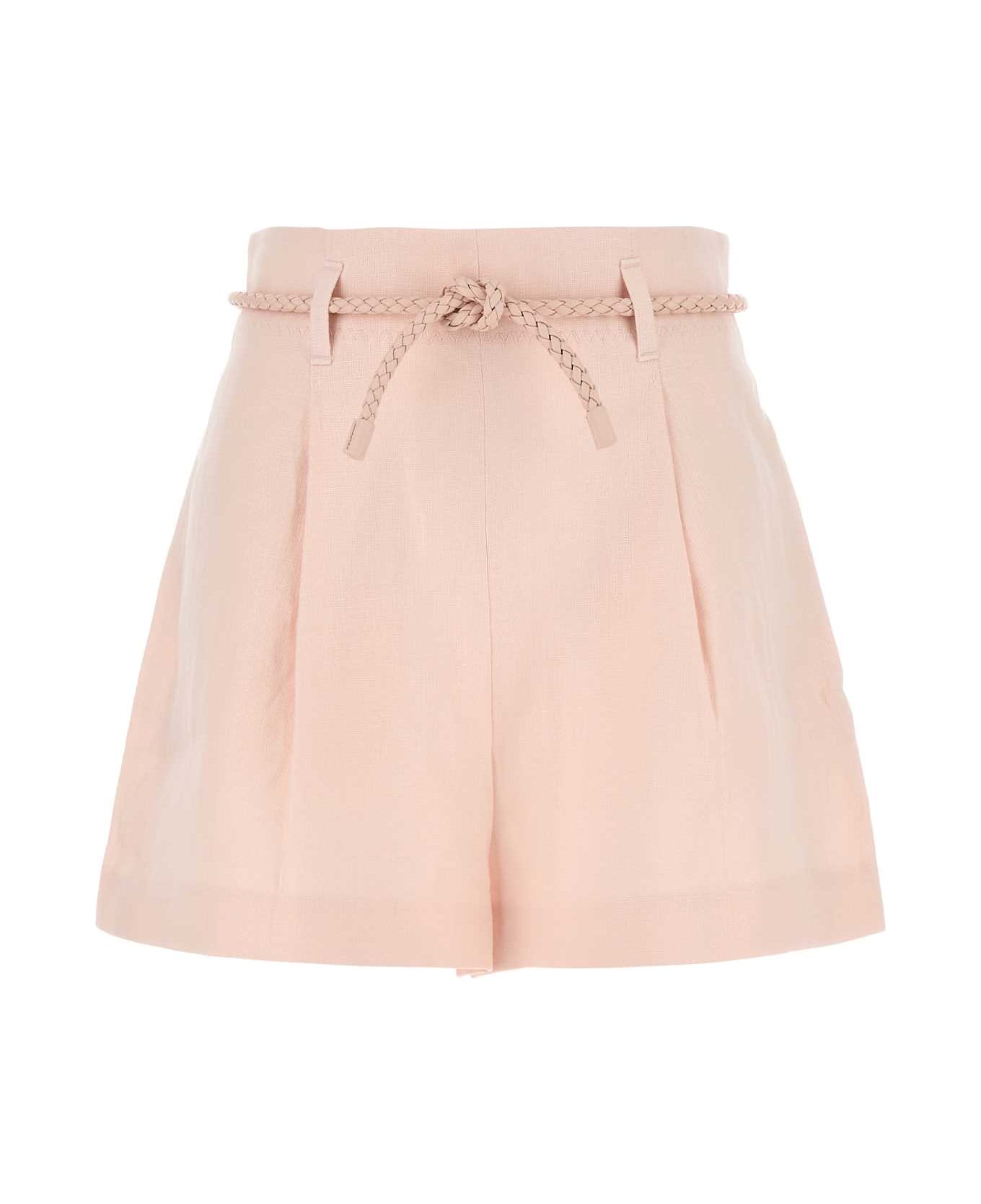Zimmermann Pastel Pink Linen Crush Shorts - PINK