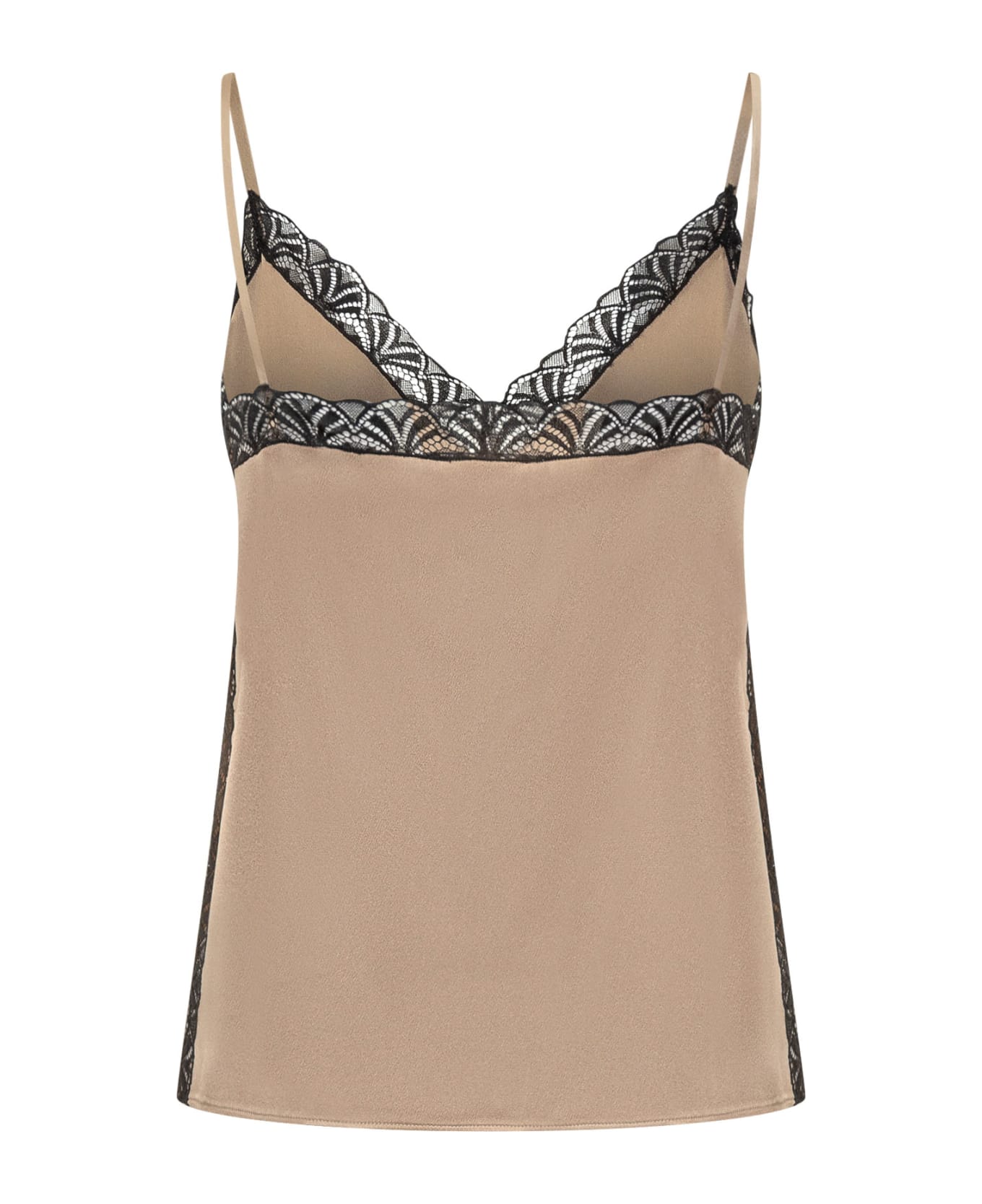 Alberta Ferretti Silk Satin Top - BEIGE