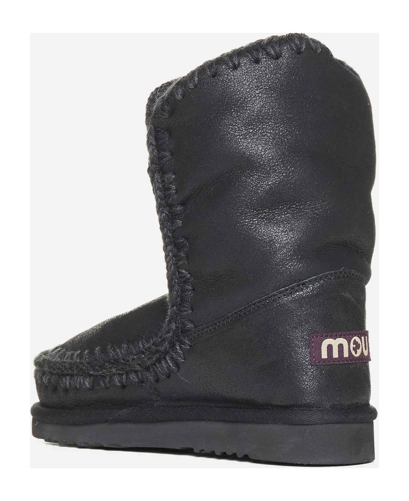Mou Eskimo Leather And Shearling Ankle Boots - Black