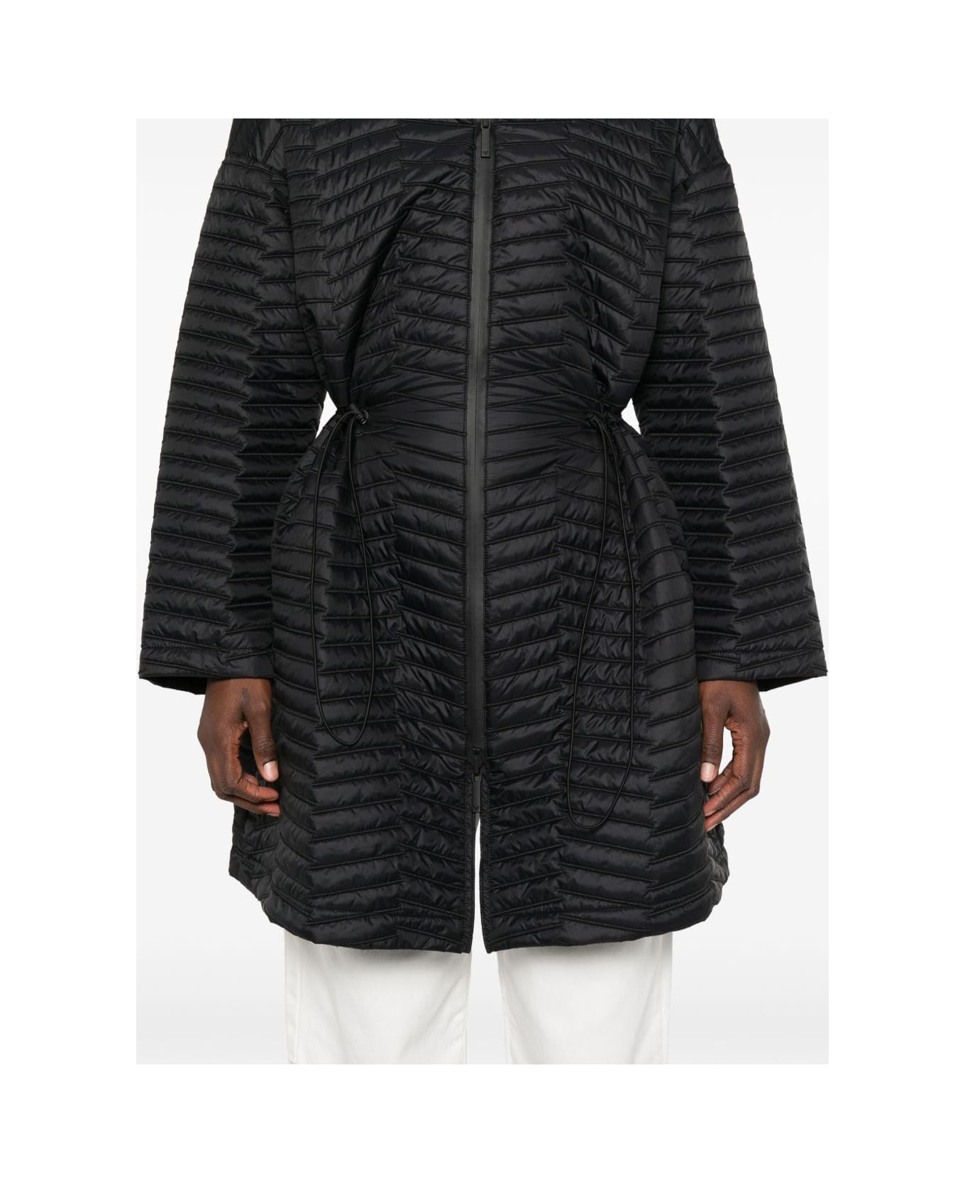 Emporio Armani Nylon Midi Coat - Black