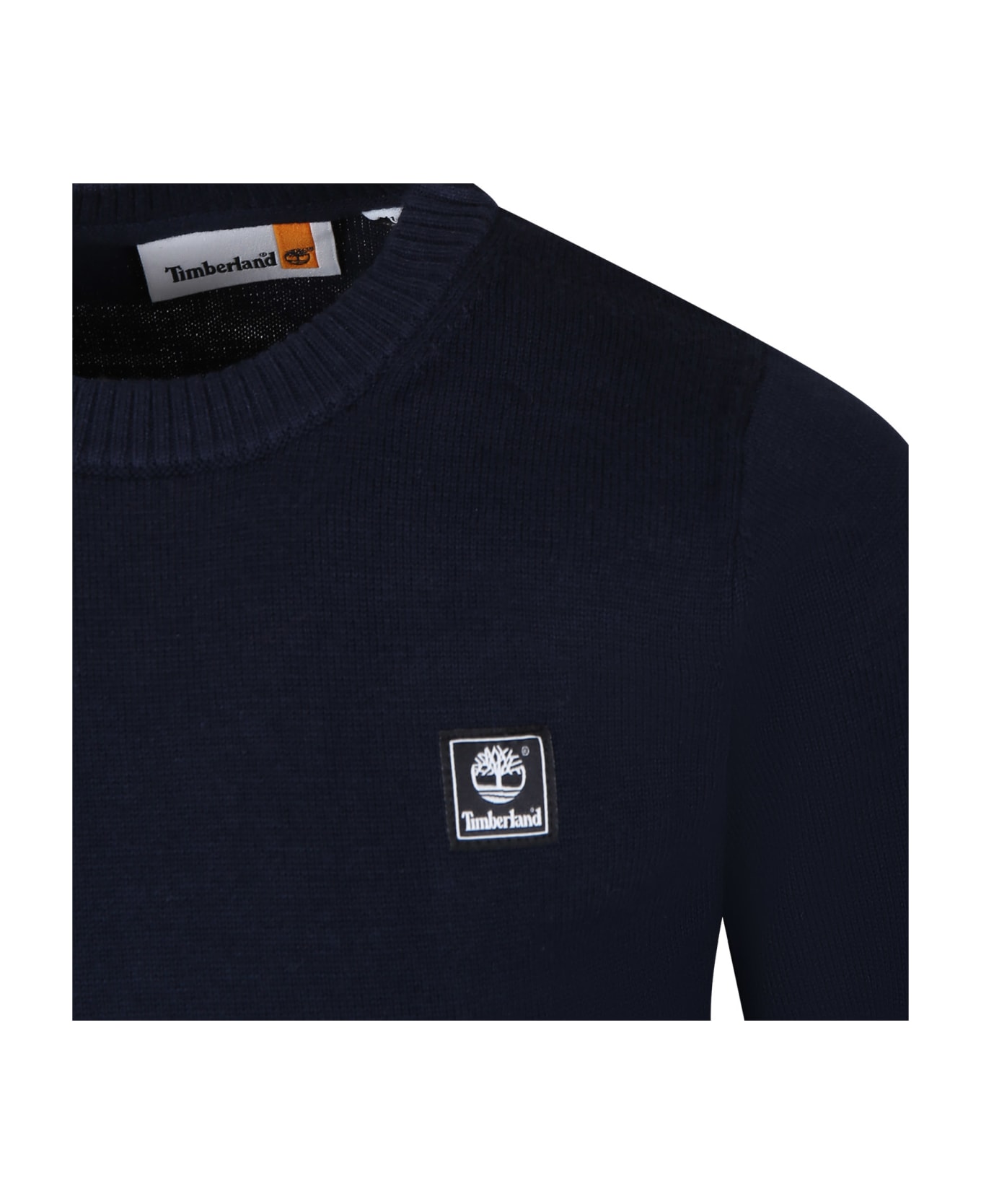 Timberland Blue Sweater For Boy With Logo - Blue