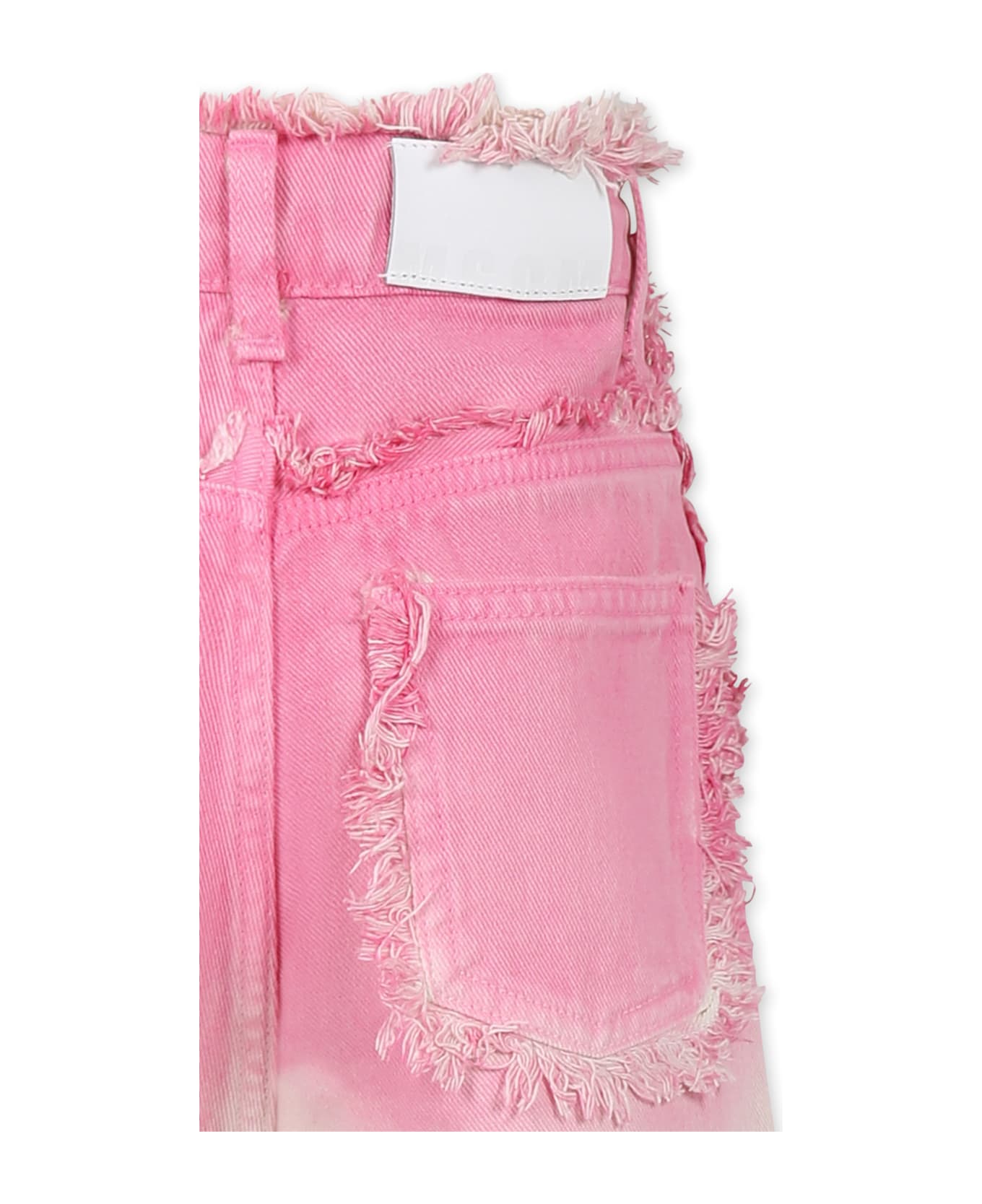 MSGM Pink Jeans For Girl With Logo - Ivory