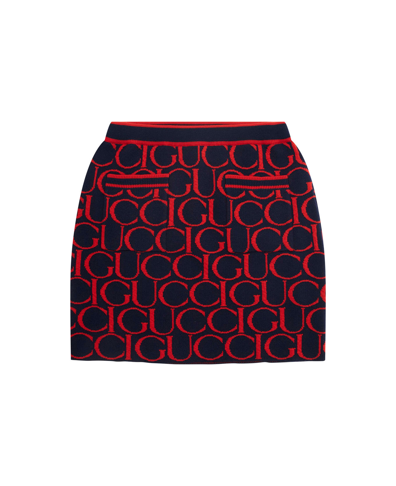 Gucci Multicolor Skirt With All-over Logo Print In Wool Girl - Multicolor