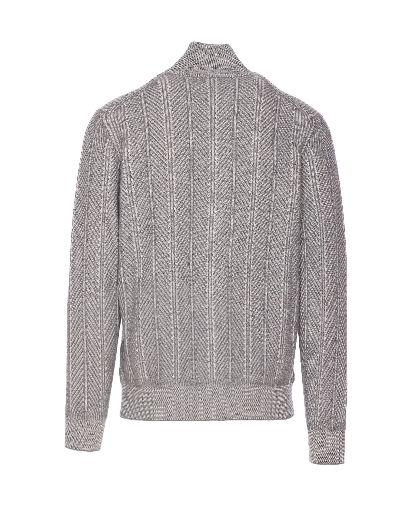 Brunello Cucinelli Zipped Cardigan - Grey