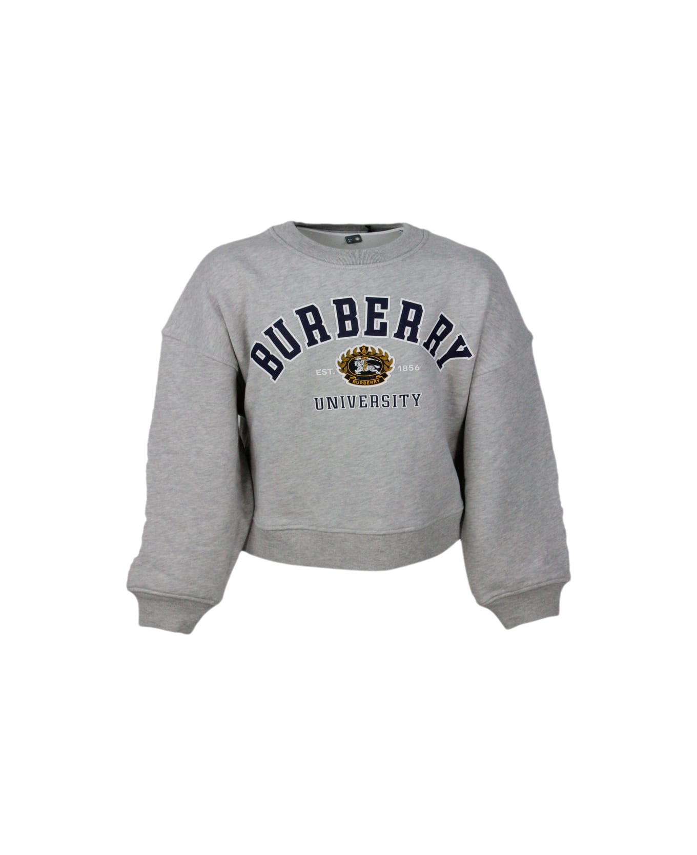 Burberry Crewneck Sweatshirt In Cotton Jersey With Logo Print And University Writing On The Front - Grey ニットウェア＆スウェットシャツ