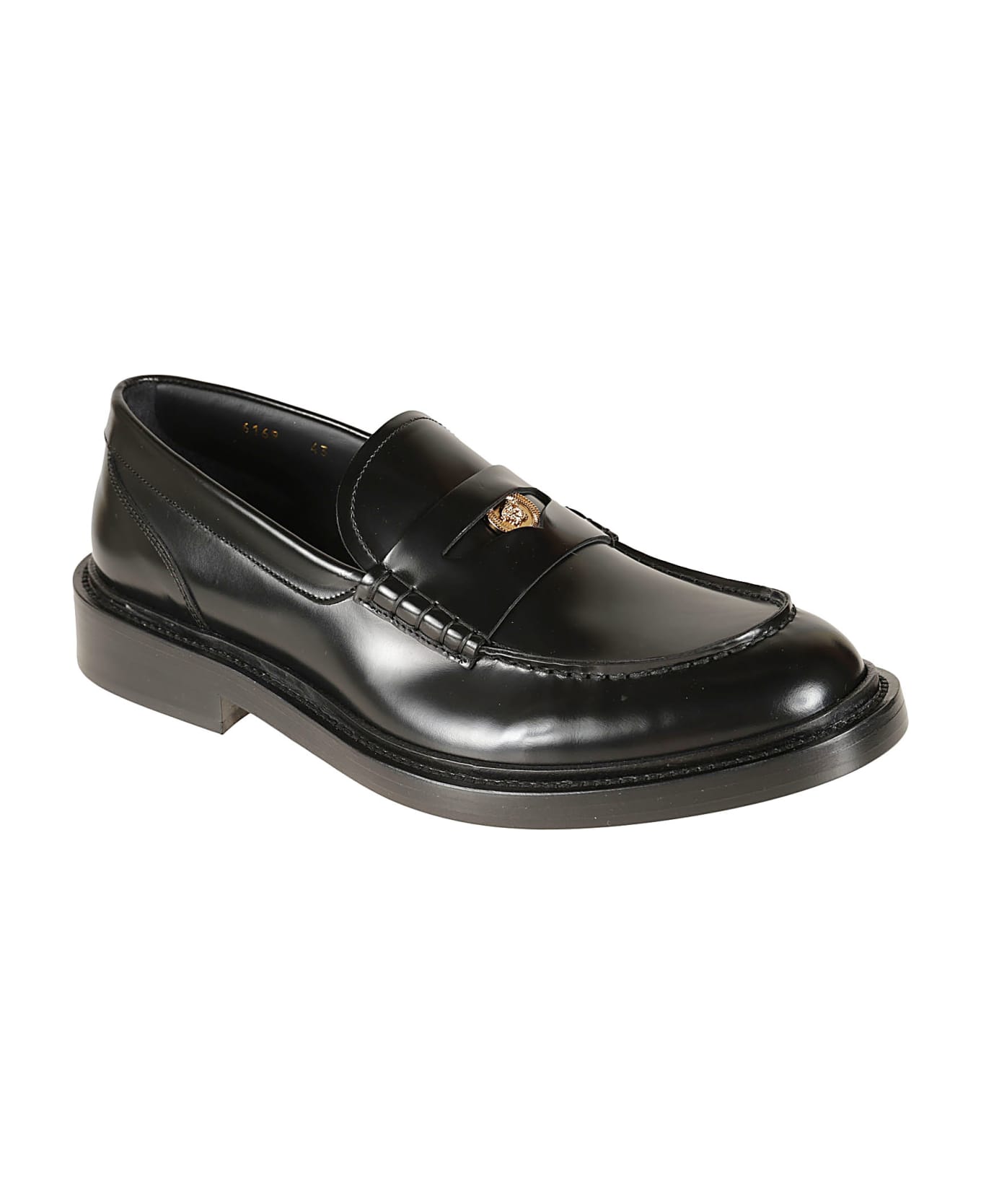 Versace Logo Classic Slide-on Loafers - Black/Gold