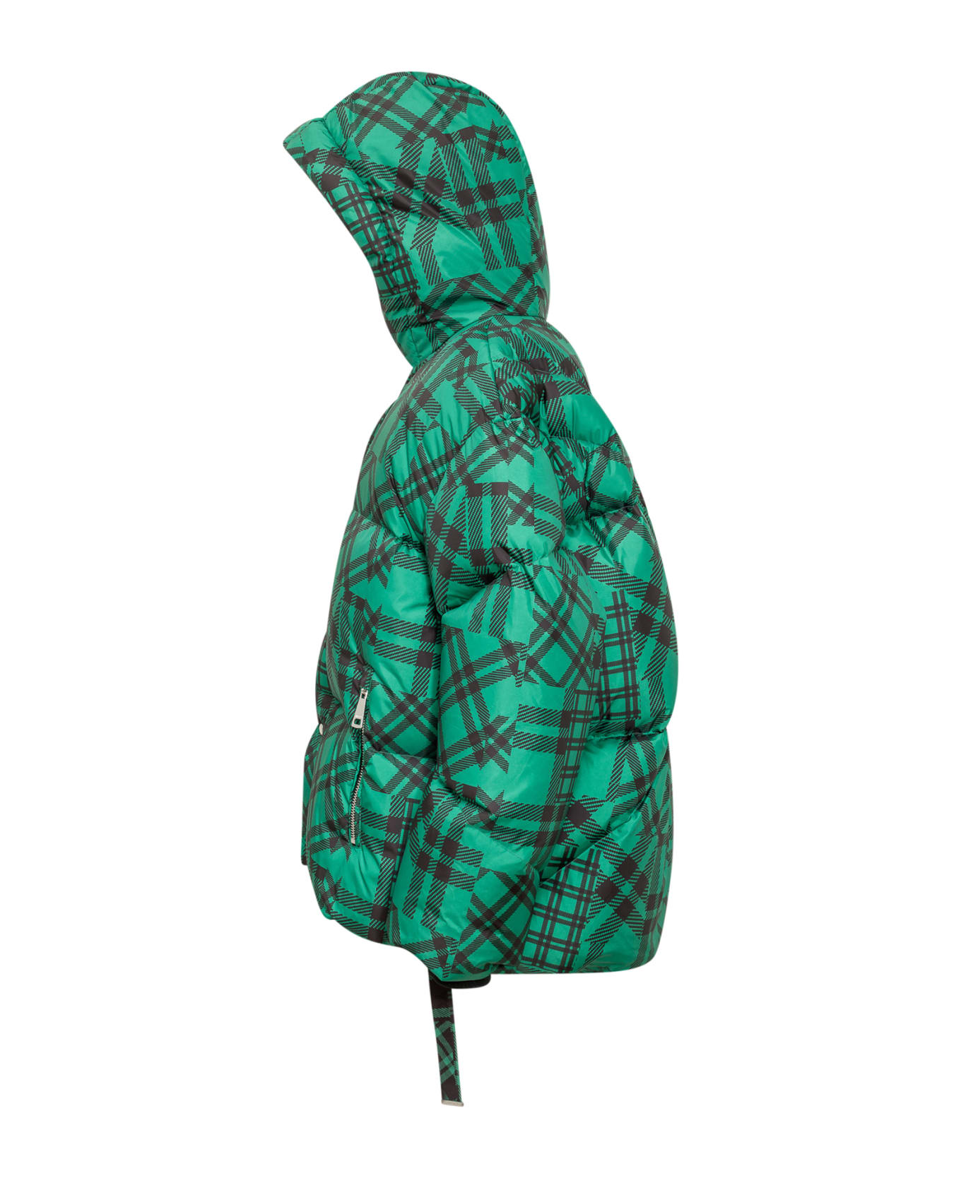 Khrisjoy Down Jacket With Hood - GREEN MULTI CHECK