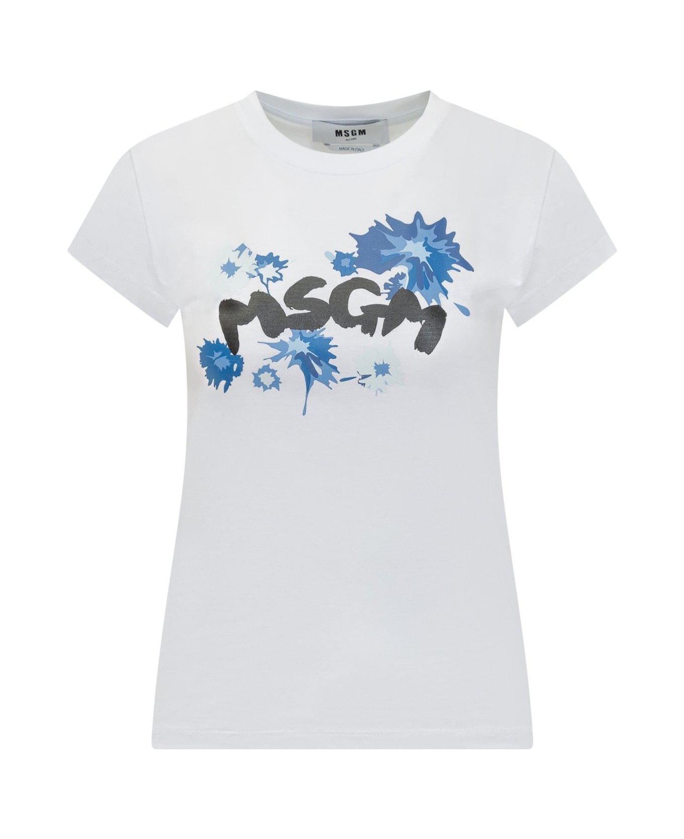 MSGM Logo Printed Crewneck T-shirt - White