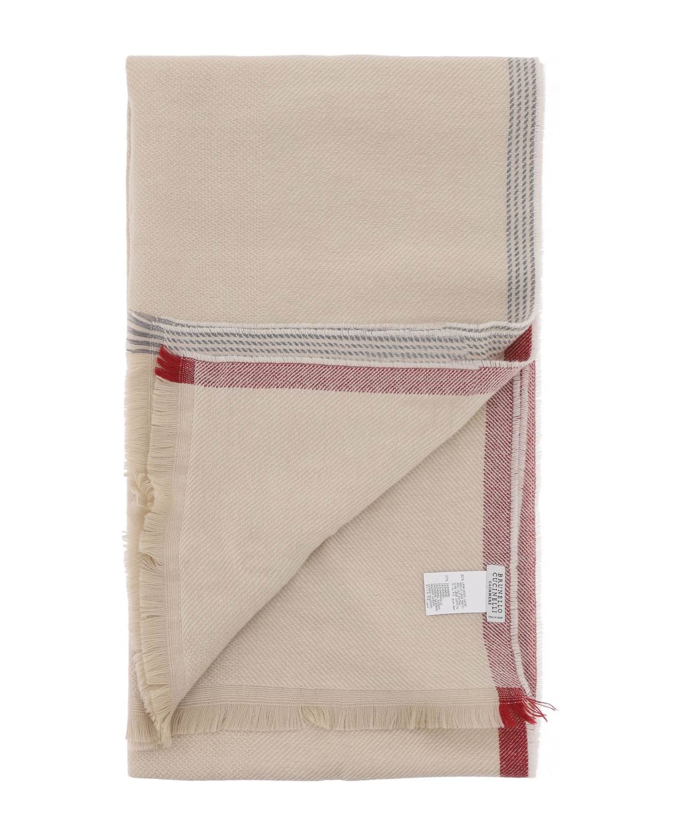Brunello Cucinelli Wool 
Cashmere Scarf - Beige