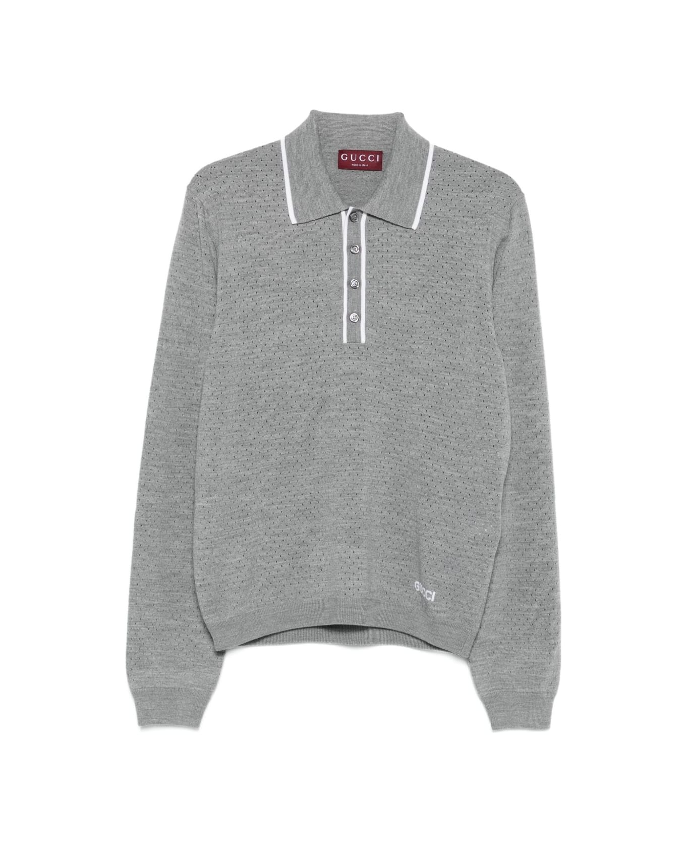 Gucci Wool Long-sleeves Polo Shirt - Grey