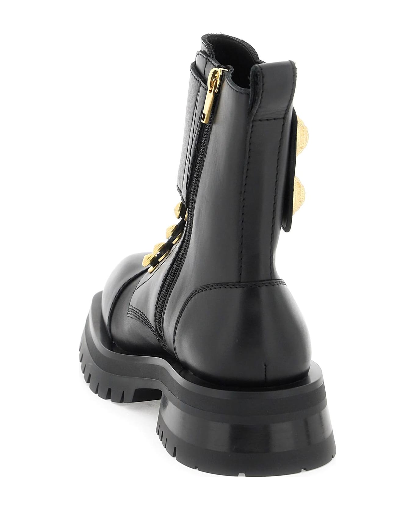 Balmain Leather Ranger Boots With Maxi Buttons - NOIR (Black) ブーツ