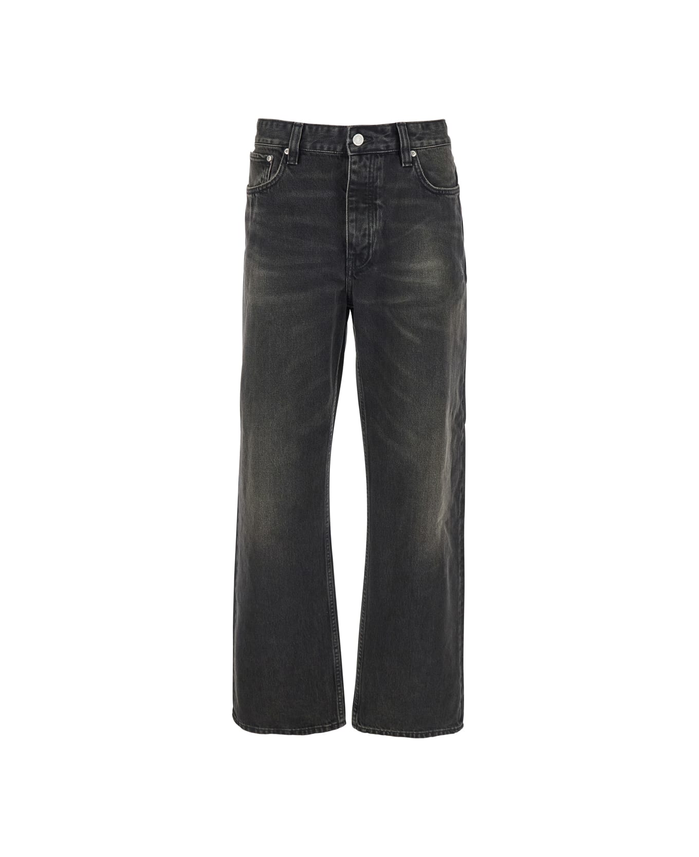 Won Hundred Black Jeans With Belt Loops In Denim Man - Black