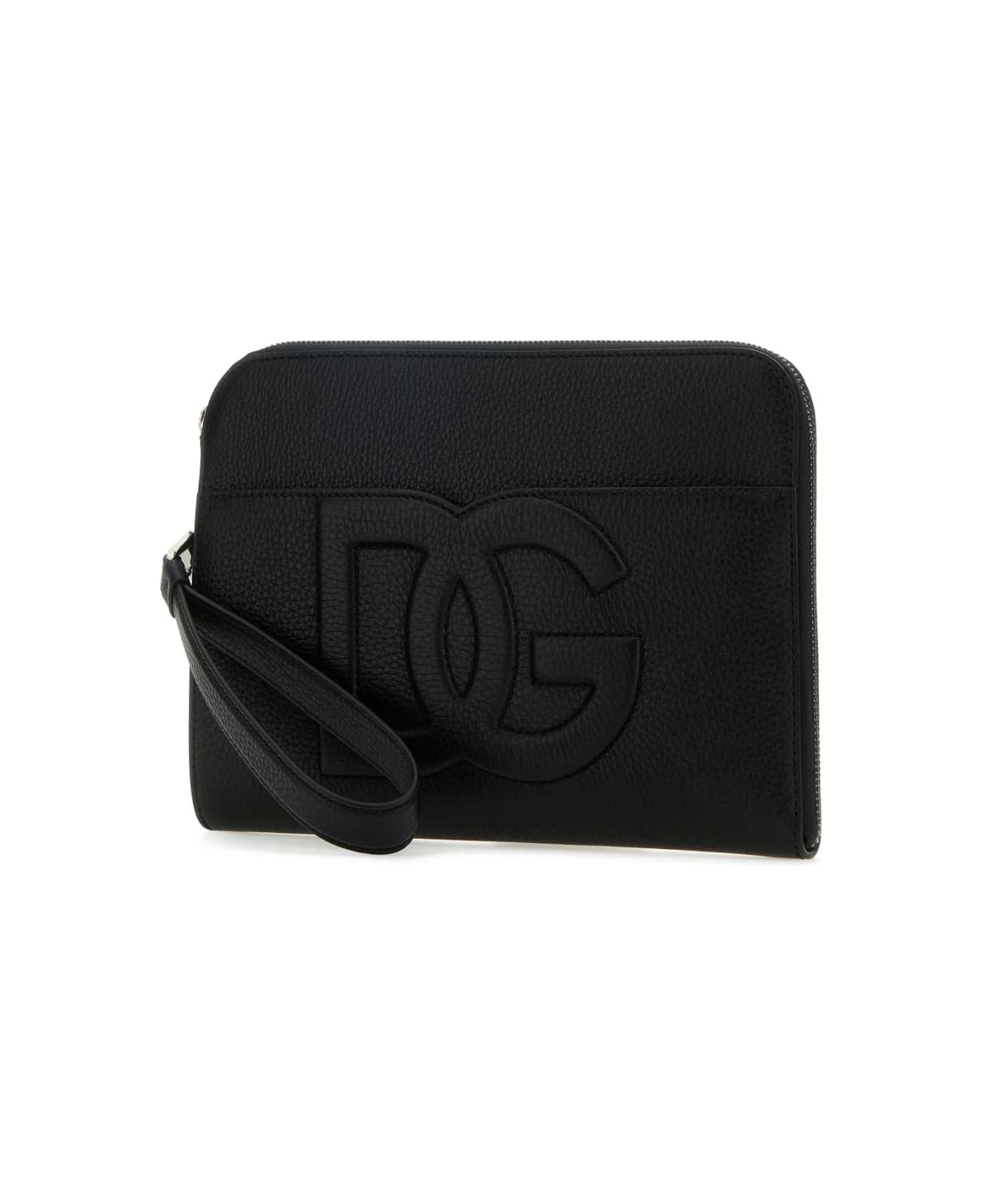 Dolce & Gabbana Black Leather Pouch - NERO