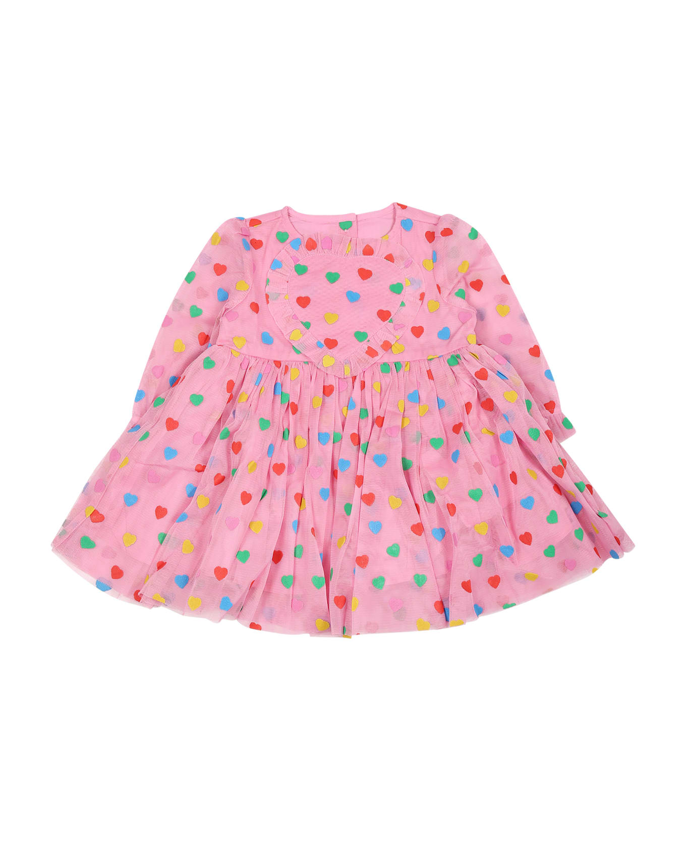 Stella McCartney Kids Pink Dress For Baby Girl With Hearts - Pink