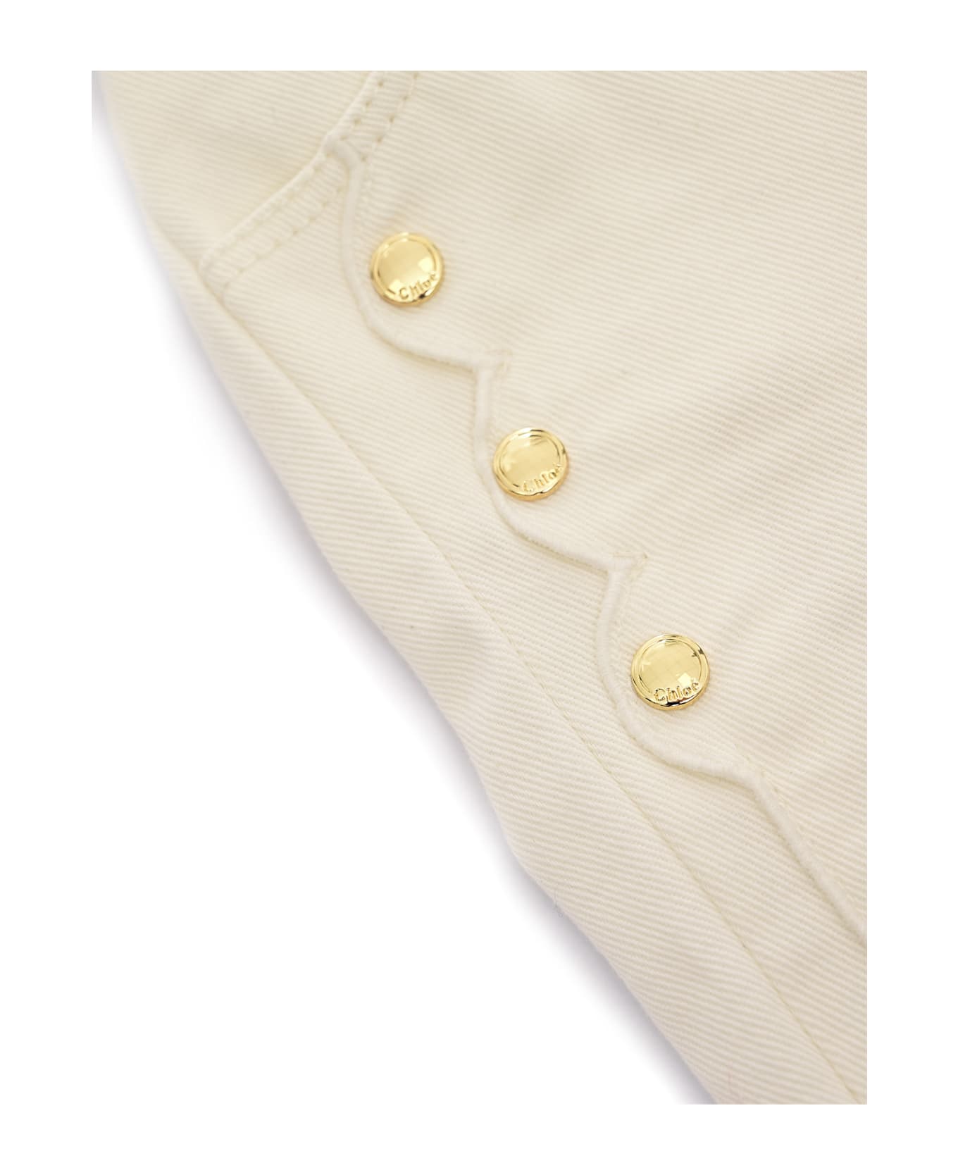 Chloé Five-pocket Organic Drill Pants With Scallops On Front. Waist And Zipper Fly Closure, Chlo Branded Button. Chlo Paris" Cow Leather Label At Back (leat - WHITE