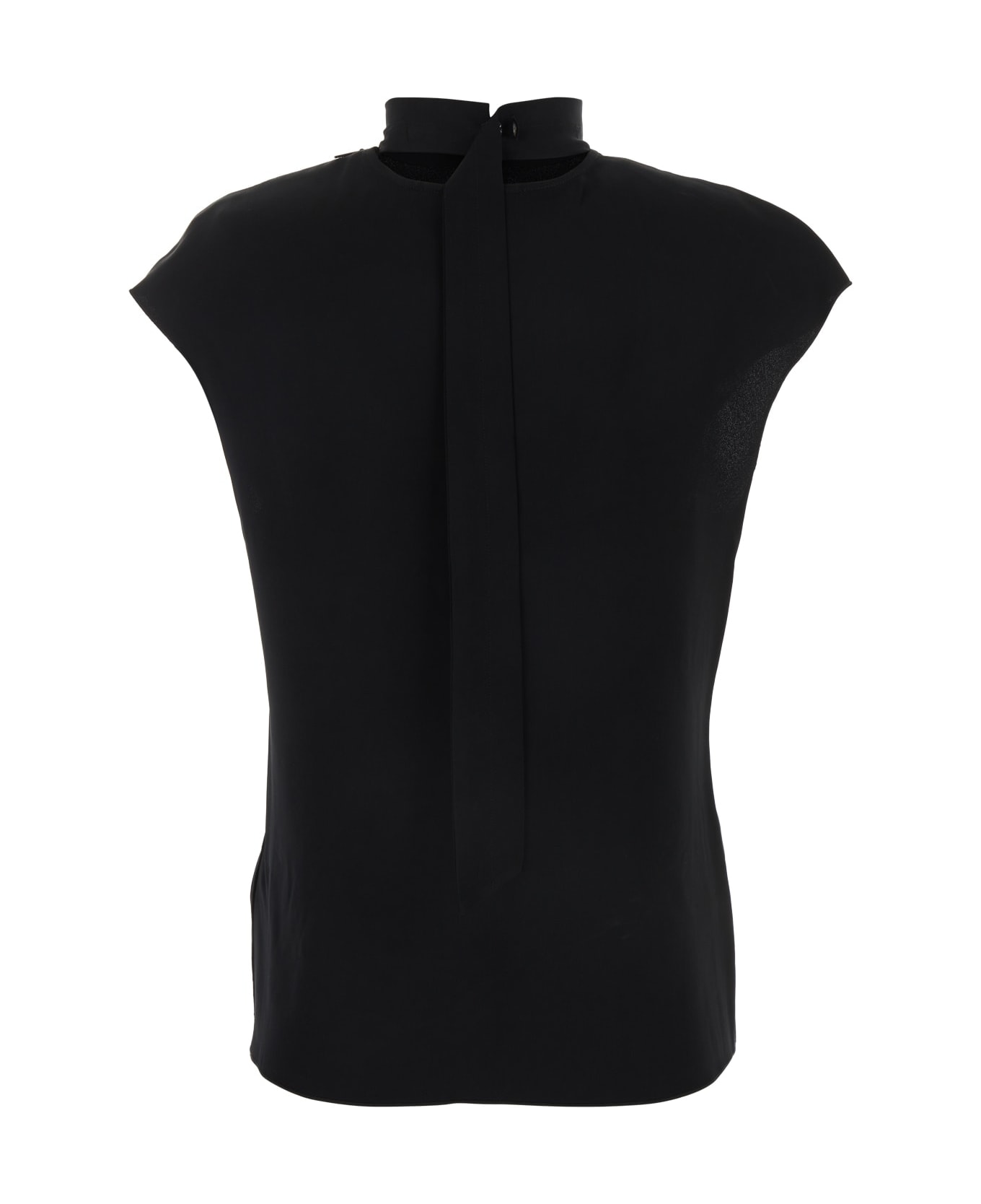 Calvin Klein Shine Viscose Mock Neck Blouse - CkBlack