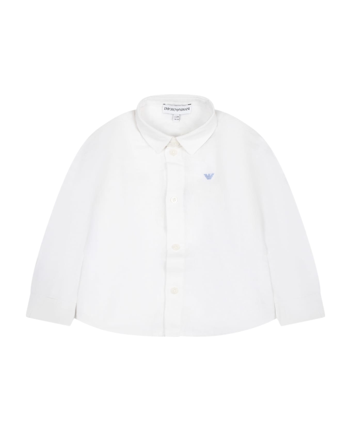 Emporio Armani White Shirt For Baby Boy With Iconic Eagle - White