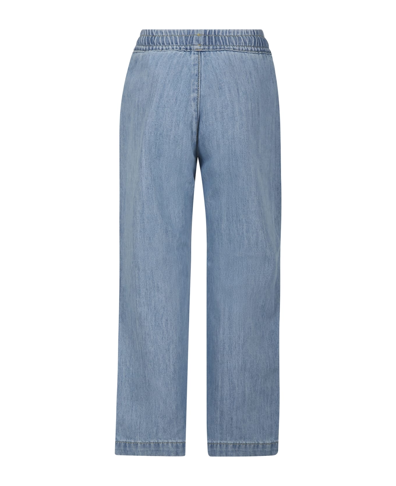 Palm Angels Jeans For Boy With Bands And Logo - Blu Denim