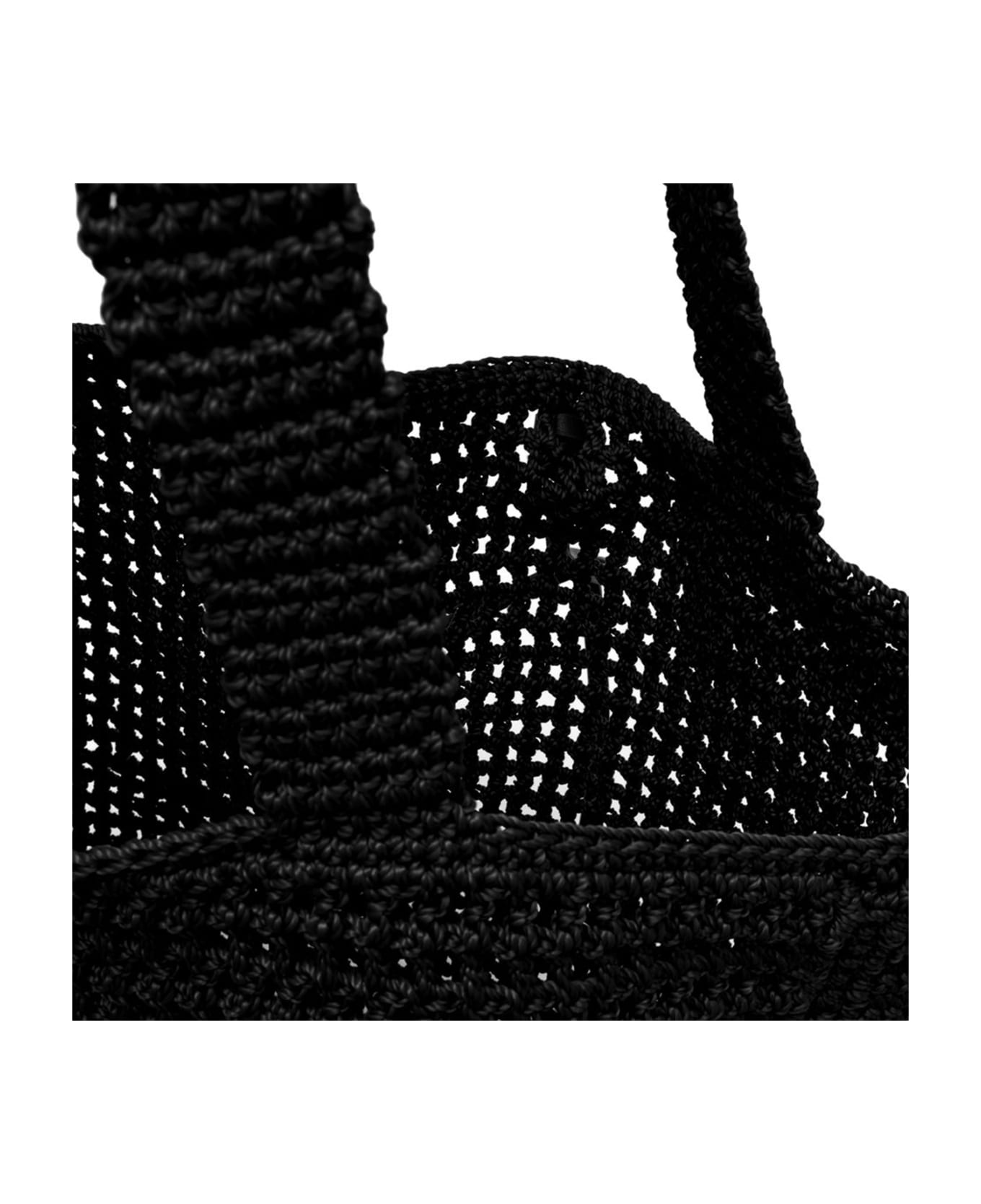 Gianni Chiarini Black Vittoria Shopping Bag In Crochet Fabric - NERO トートバッグ