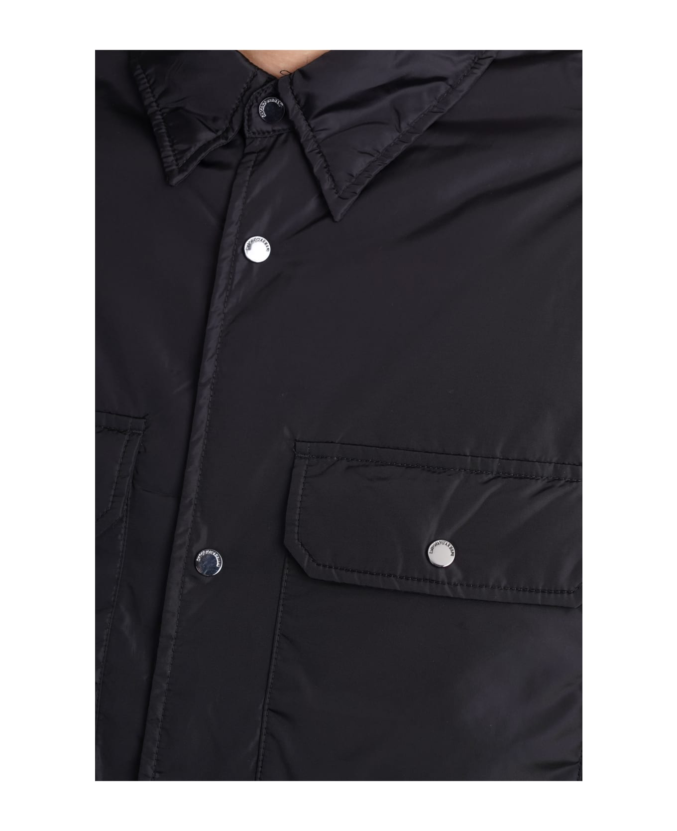Emporio Armani Casual Jacket In Black Polyamide - black