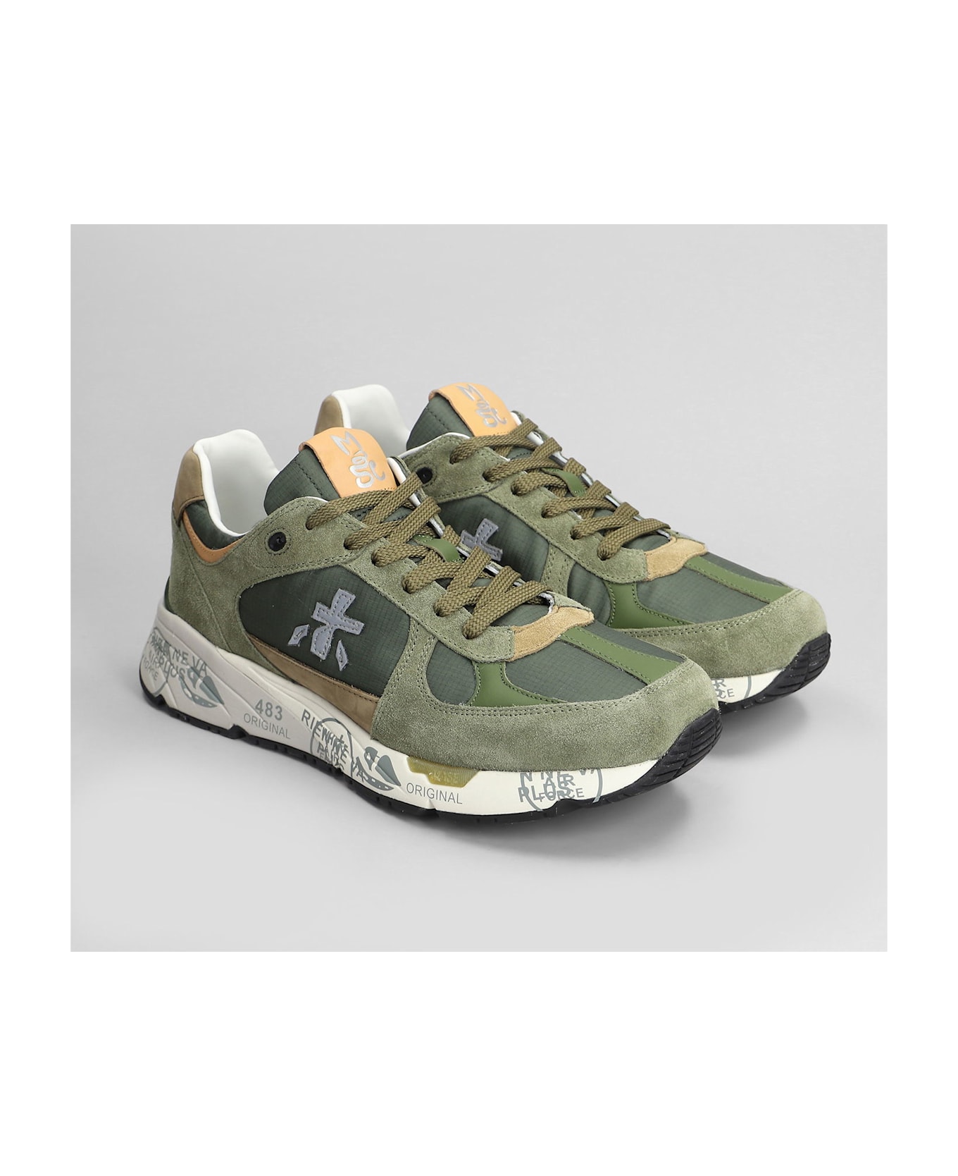 Premiata Mase Sneakers In Green Suede And Fabric - green