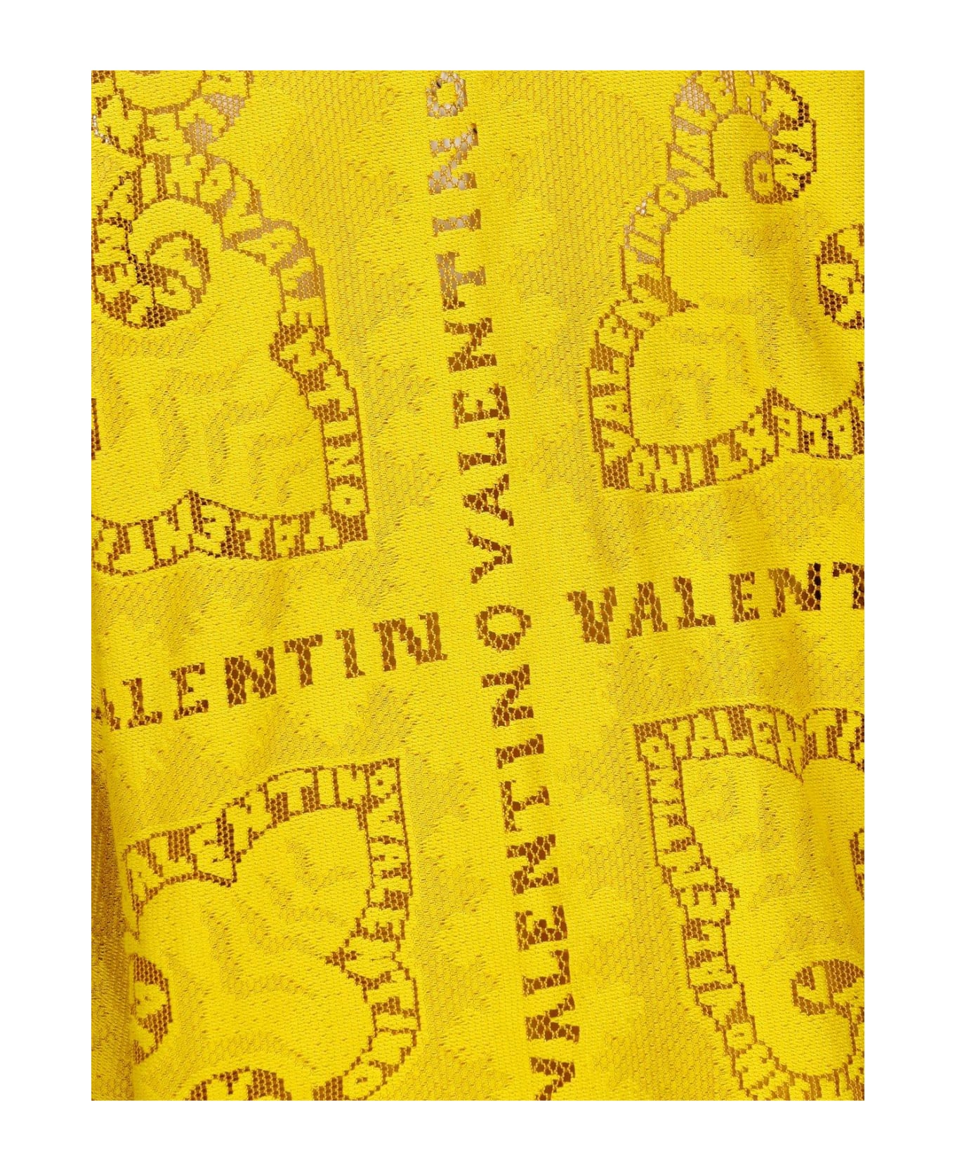 Valentino Garavani Valentino Logo Plaque V-neck Long-sleeved Dress - Yellow