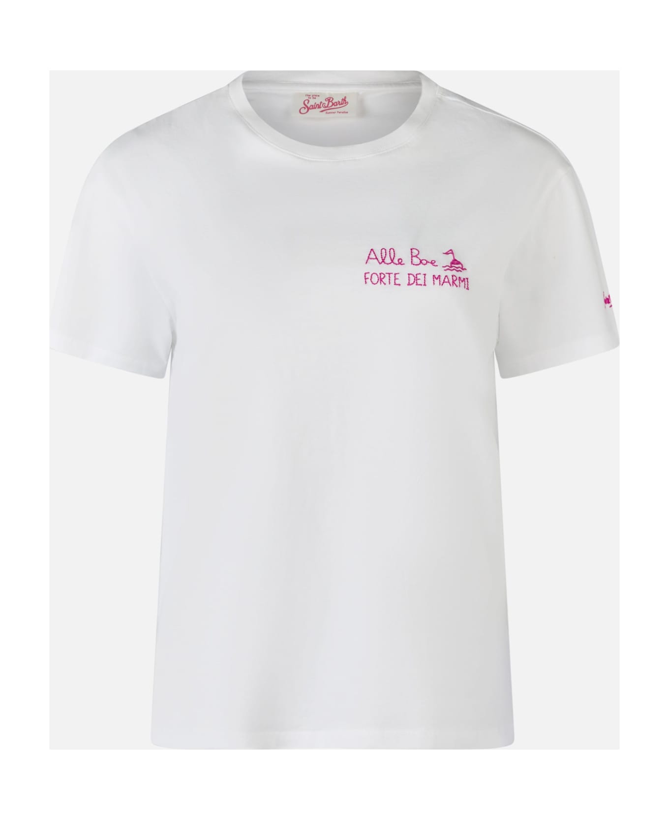 MC2 Saint Barth Woman Cotton Jersey Crewneck T-shirt Emilie With Baciami Alle Boe Print | Alle Boe Special Edition - WHITE