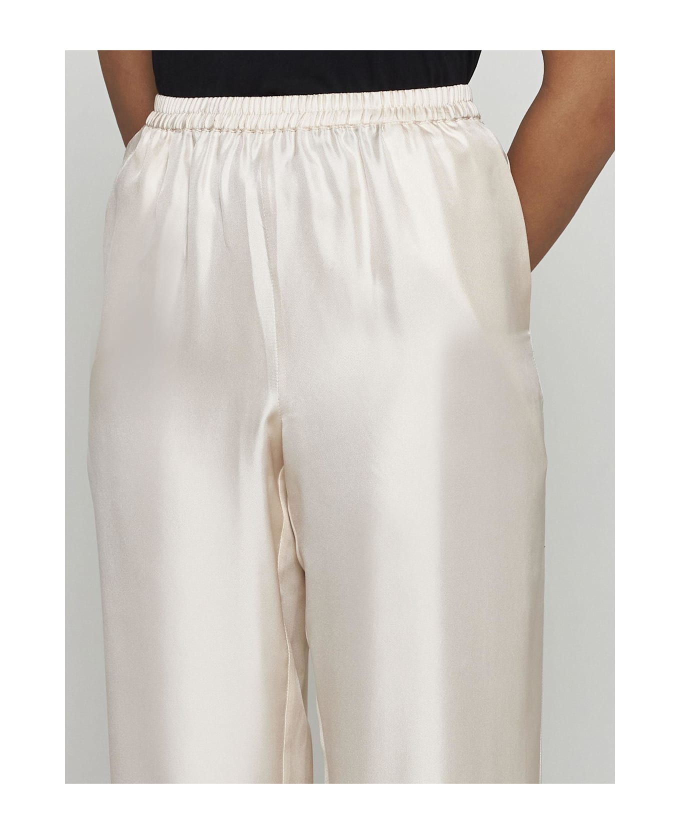 Loulou Studio Alera Silk Trousers - CREAM ROSE