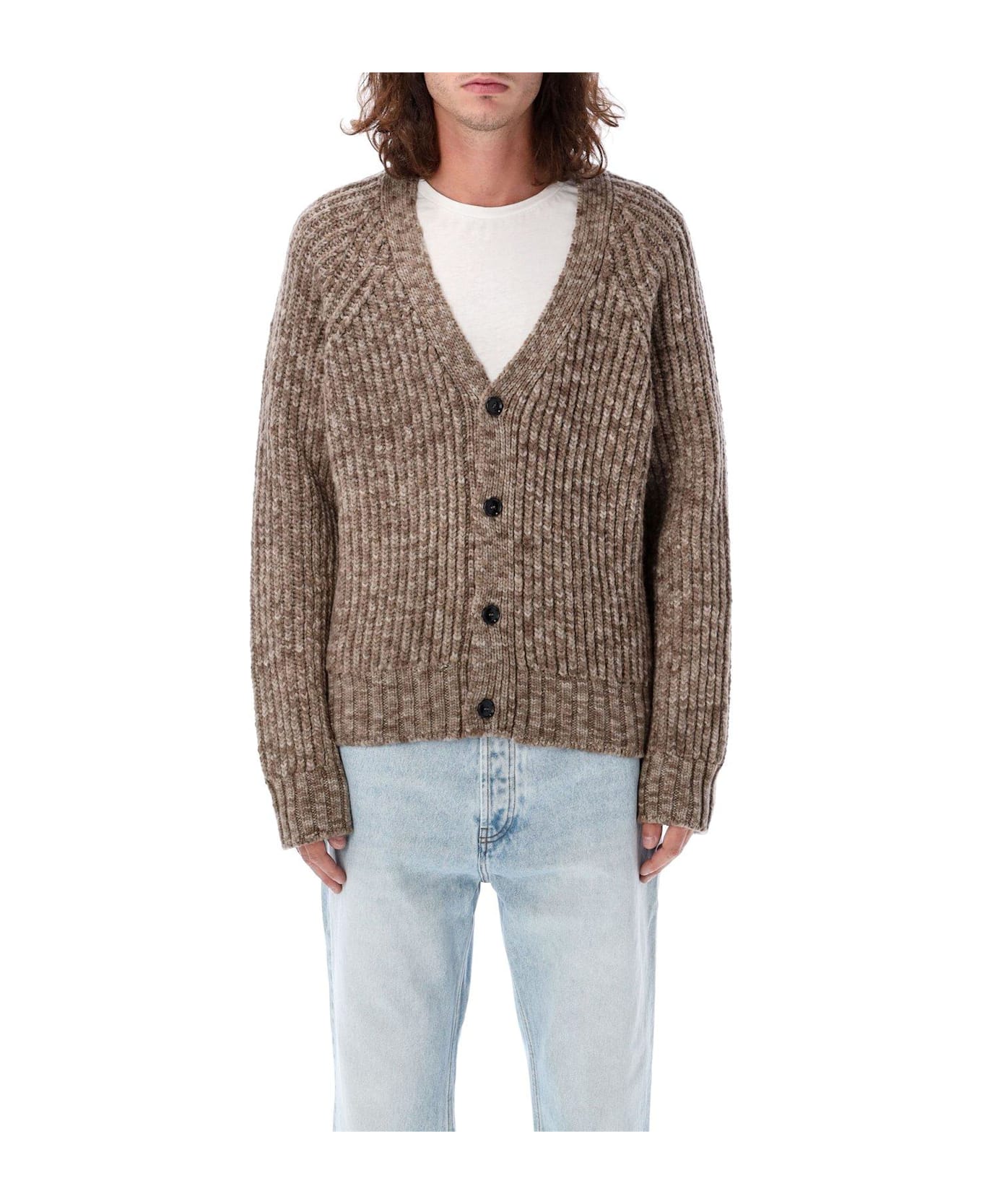 Ami Alexandre Mattiussi Paris Chunky Knitted Cardigan - NEUTRALS