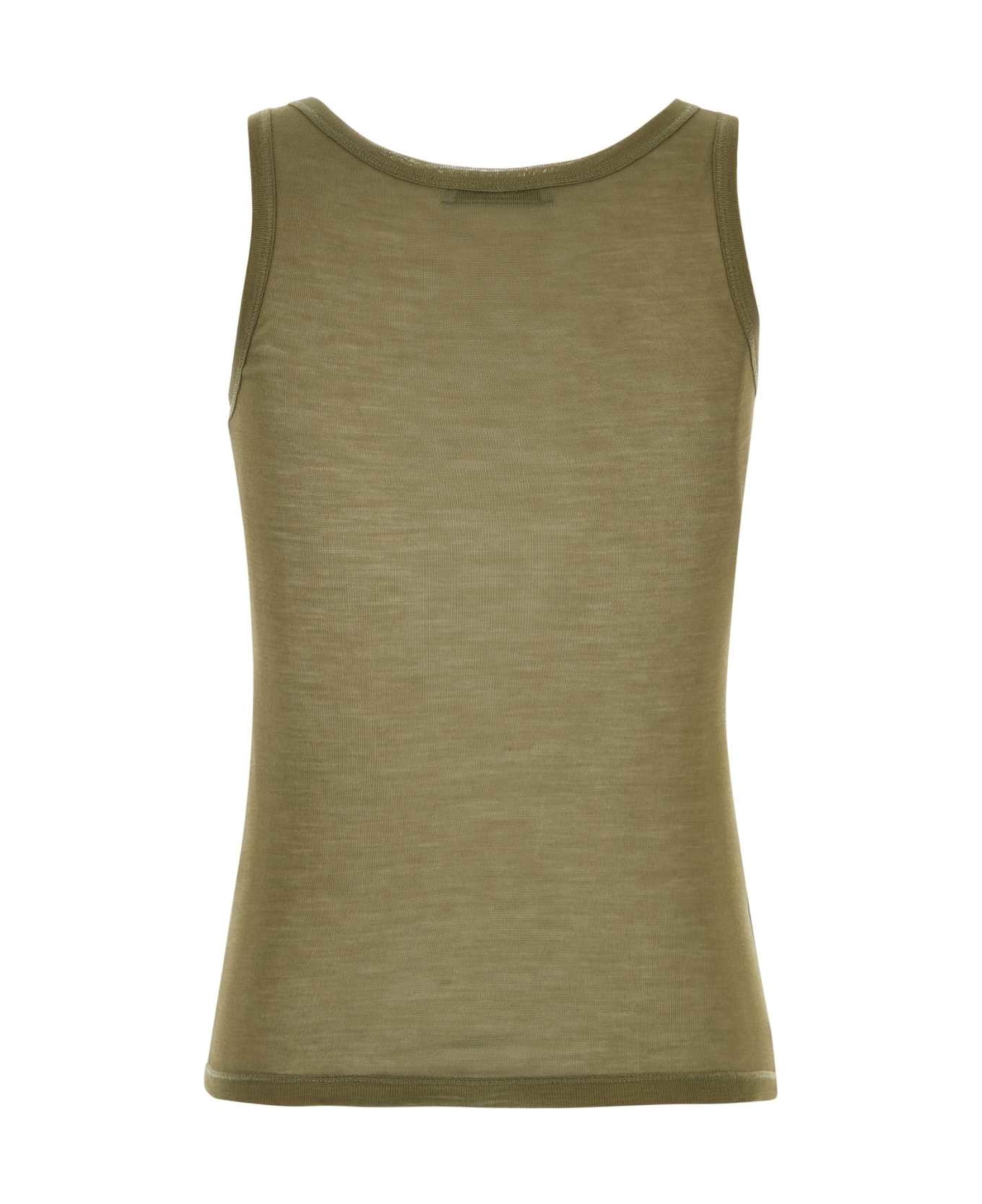 Prada Army Green Silk Tank Top - MILITARE