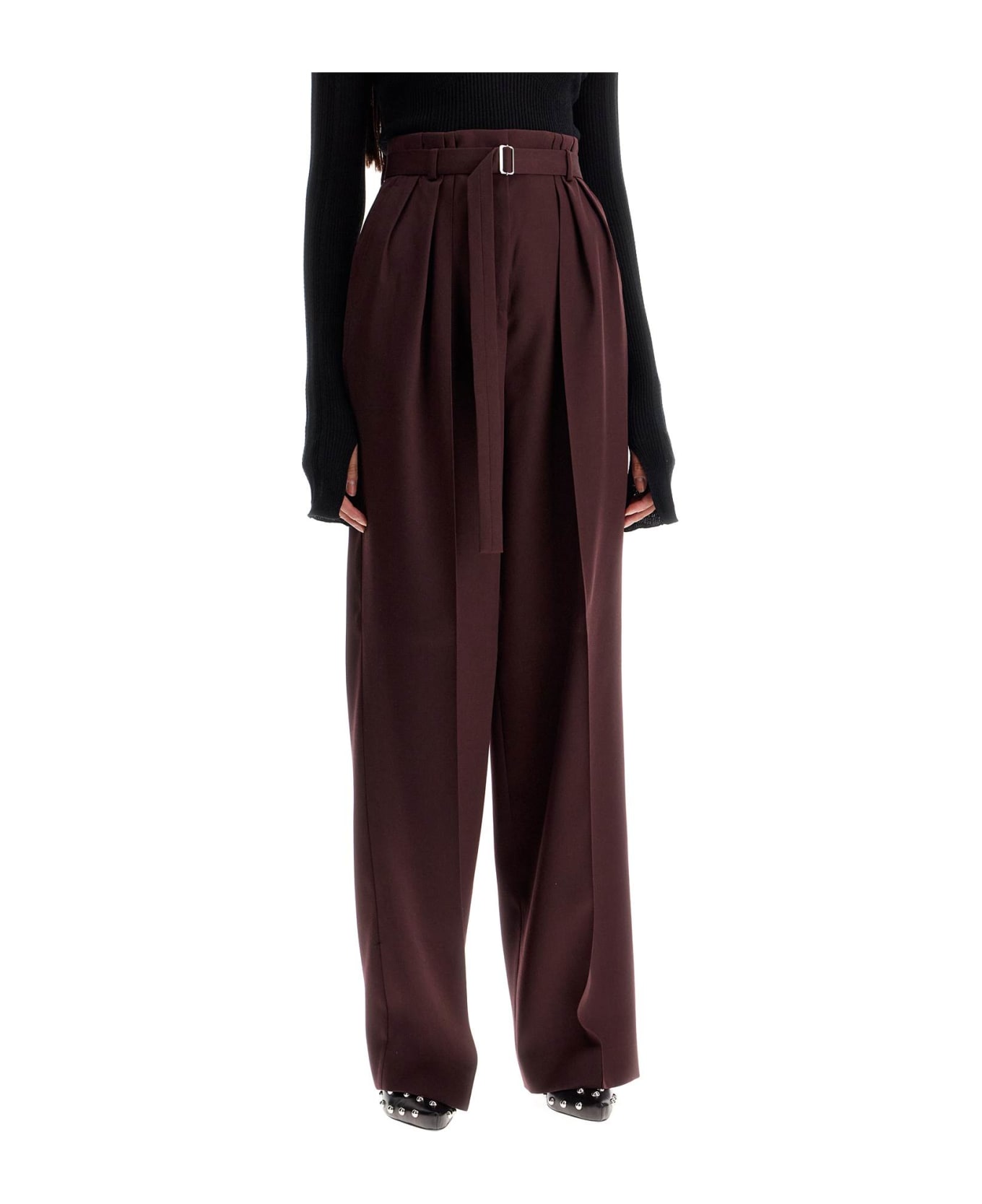 Lanvin Wide-leg Pants With Belt - BORDEAUX (Red)