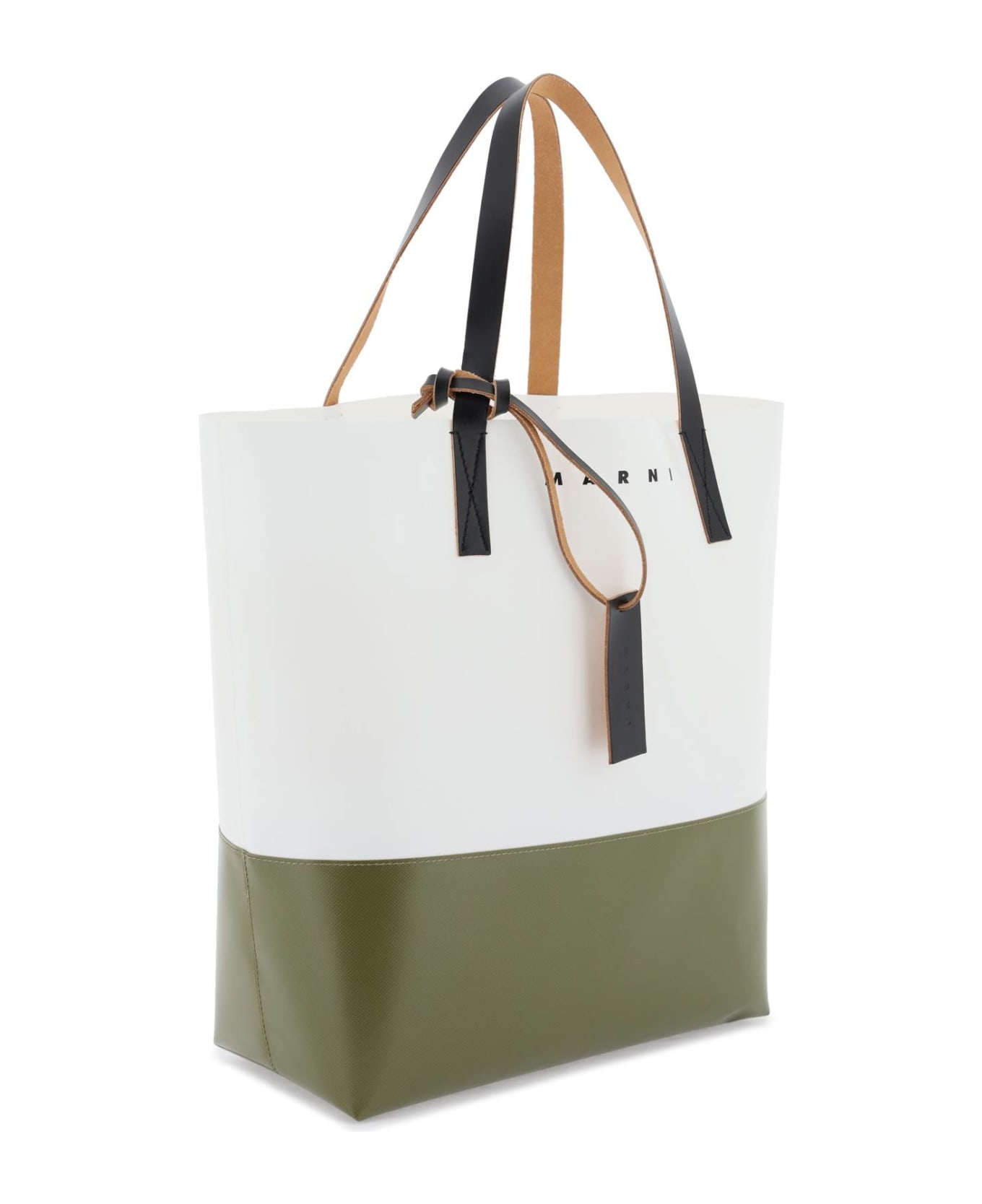 Marni Tribeca Tote Bag - LILY WHITE LEAV GREEN (Green)