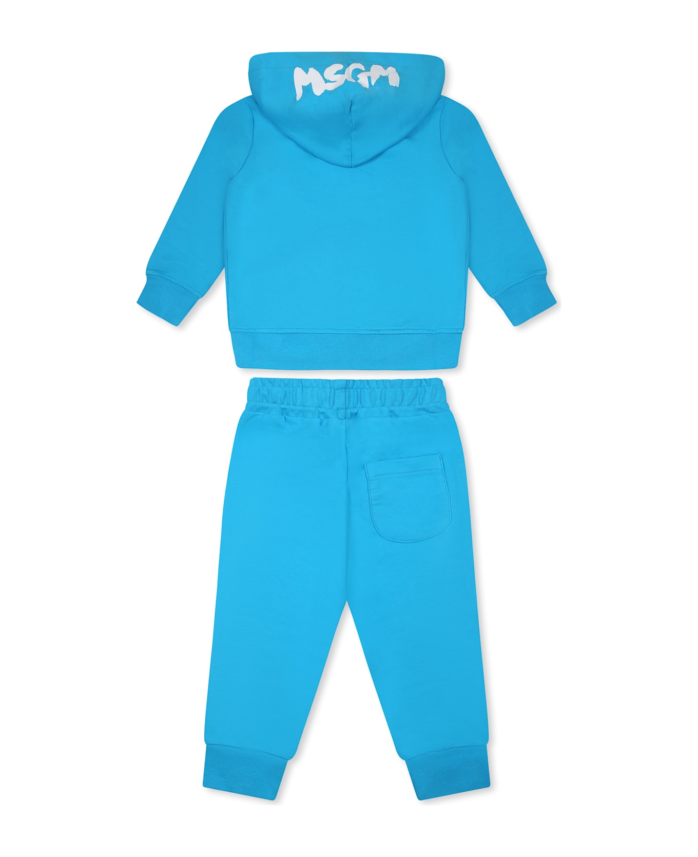 MSGM Light Blue Suit For Babykids With Logo - Light Blue