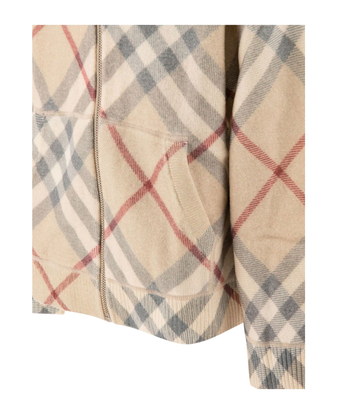 Burberry Check-pattern Zip-up Knitted Hoodie - NEUTRALS