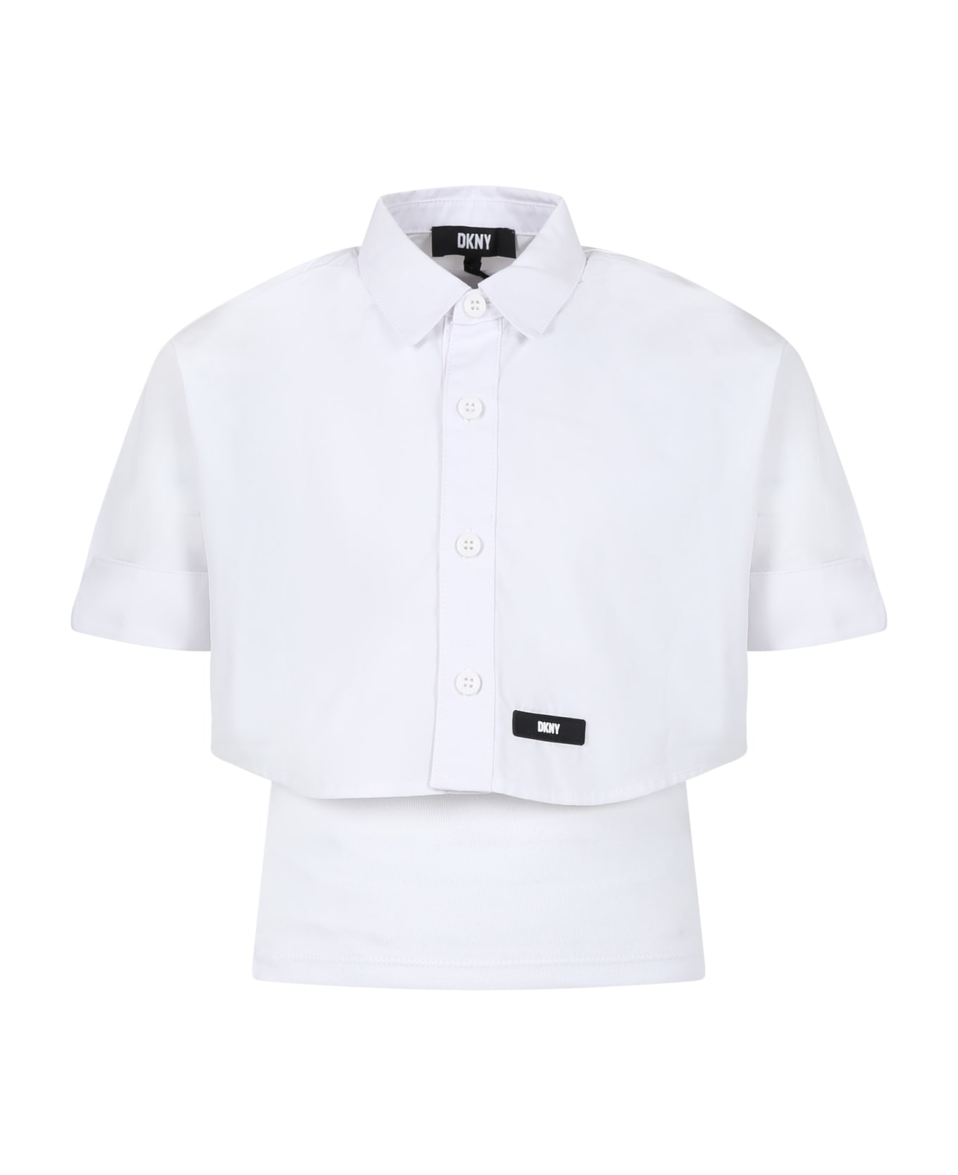 DKNY White Cotton Shirt For Girl - White シャツ