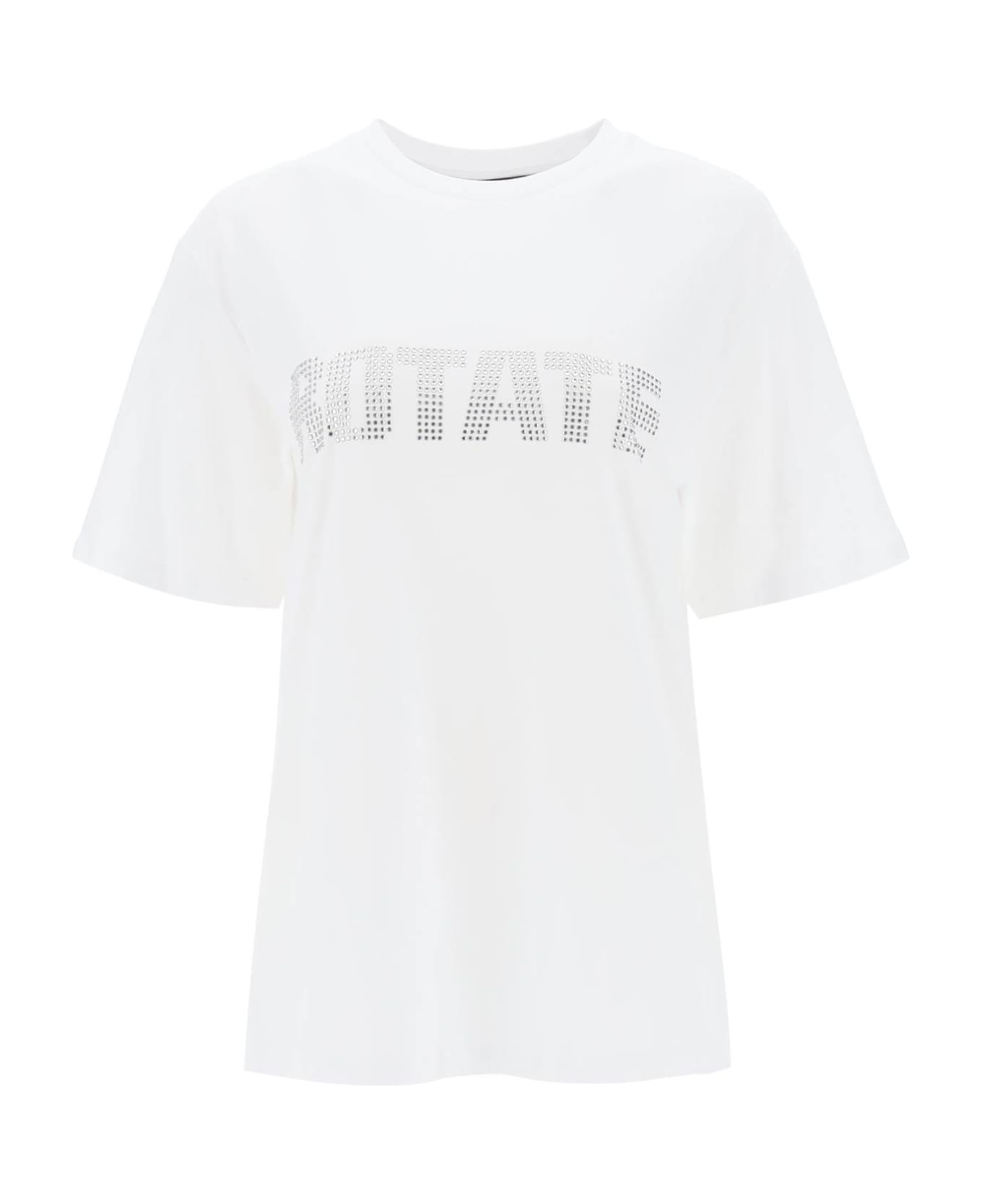 Rotate by Birger Christensen Crew-neck T-shirt With Crystal Logo - BRIGHT WHITE (White)