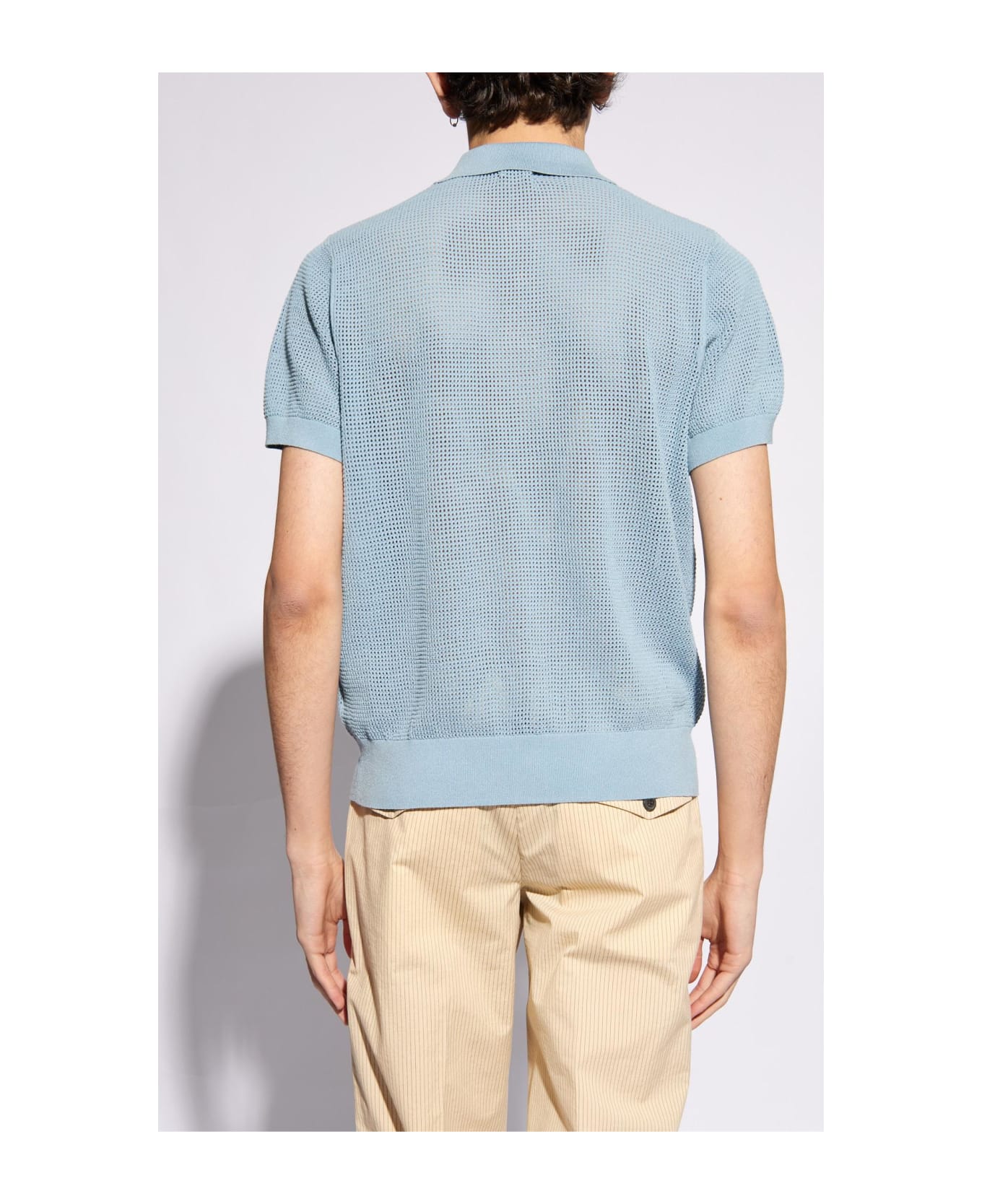 Dries Van Noten Perforated Polo Shirt - Clear Blue