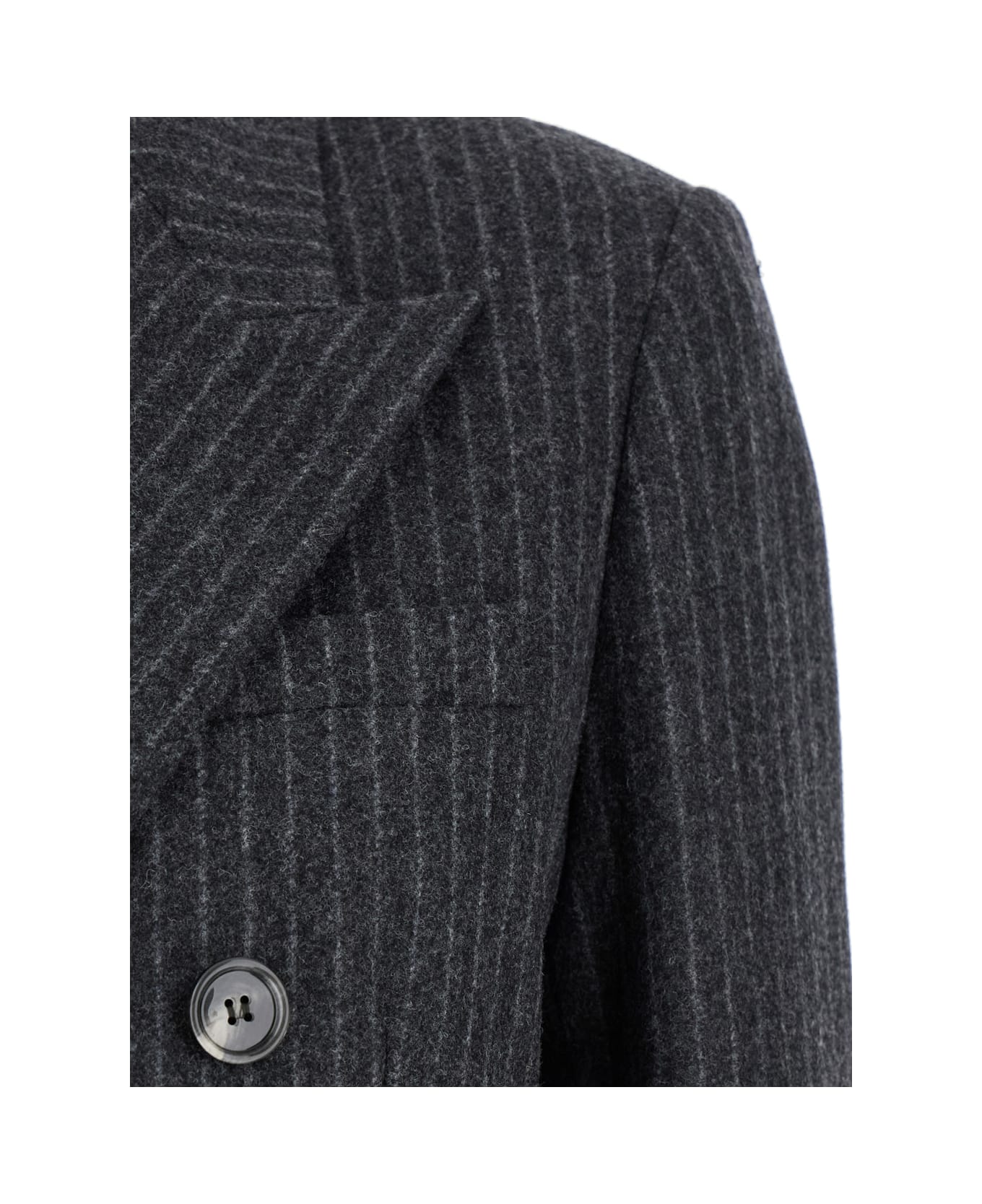 Ami Alexandre Mattiussi Grey Striped Double-breasted Jacket In Wool Woman - Grey