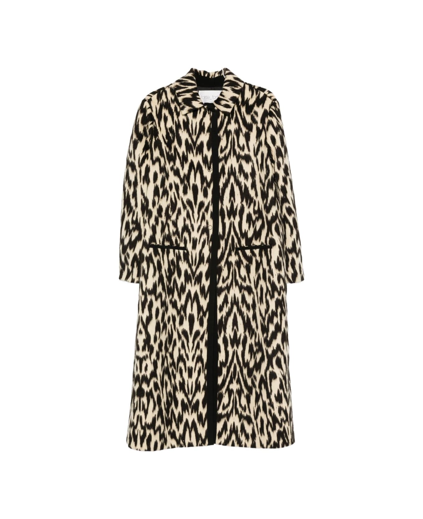 Forte_Forte Jacquard Long Coat - Brown