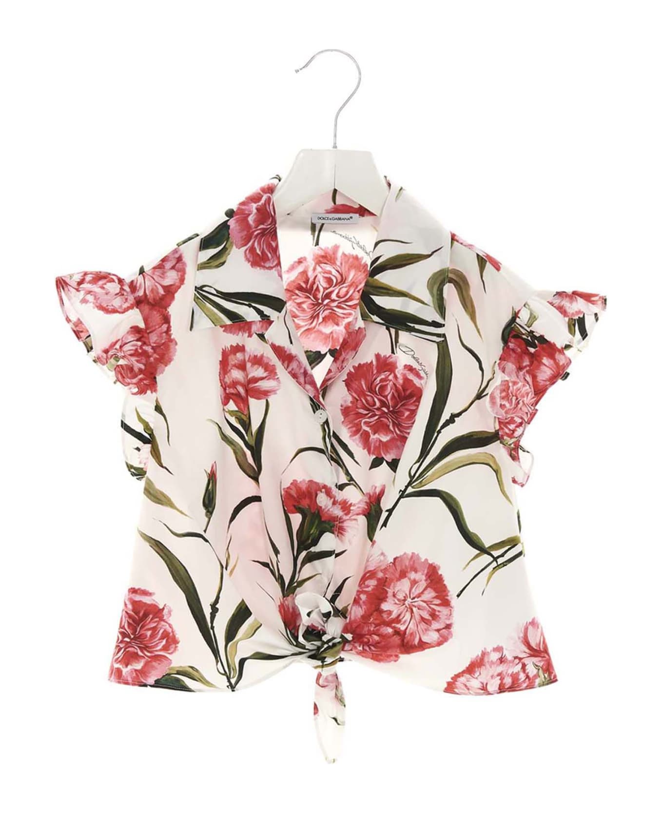 Dolce & Gabbana Floral Shirt - WHITE/RED
