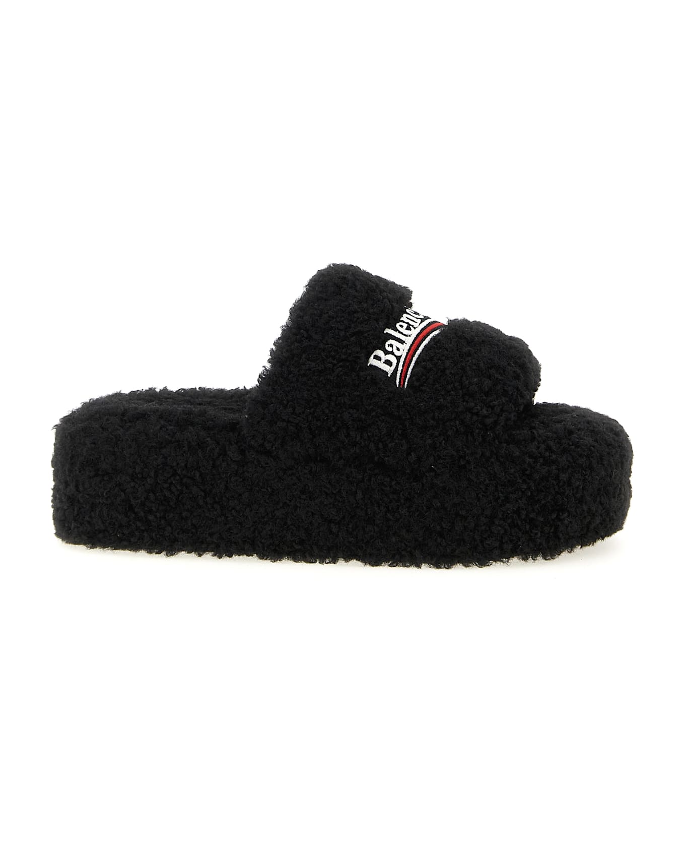 Balenciaga 'furry Platform' Slides - Black  