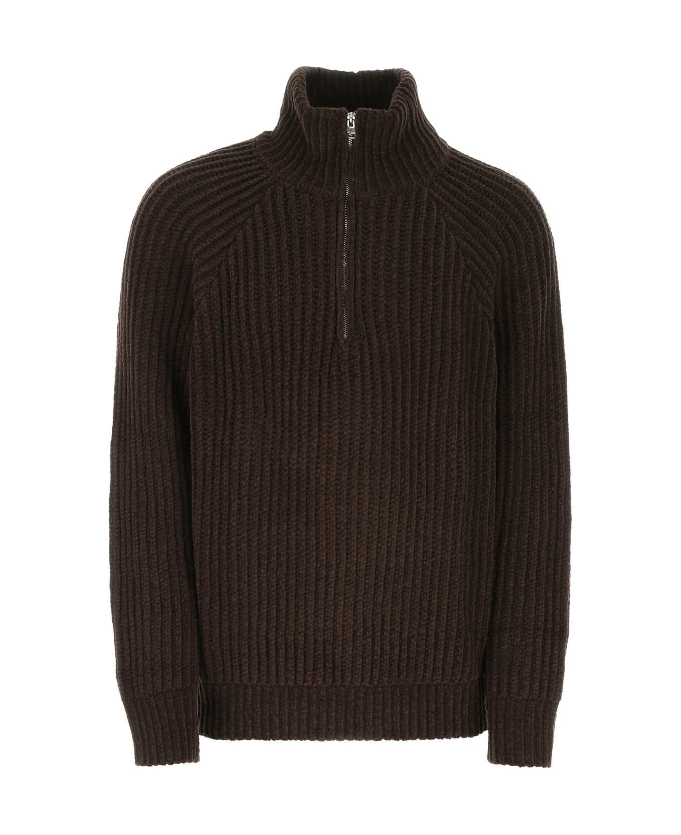 Études Chocolate Wool Blend Sweater - BROWN ニットウェア