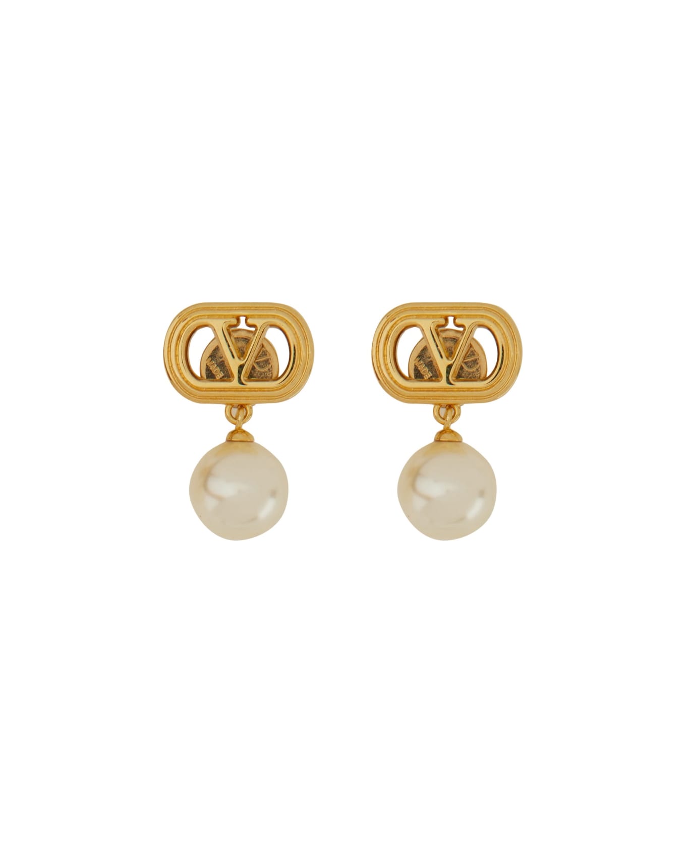 Valentino Garavani Metal And Swarovski® Pearl Ovalette Earrings - GOLD