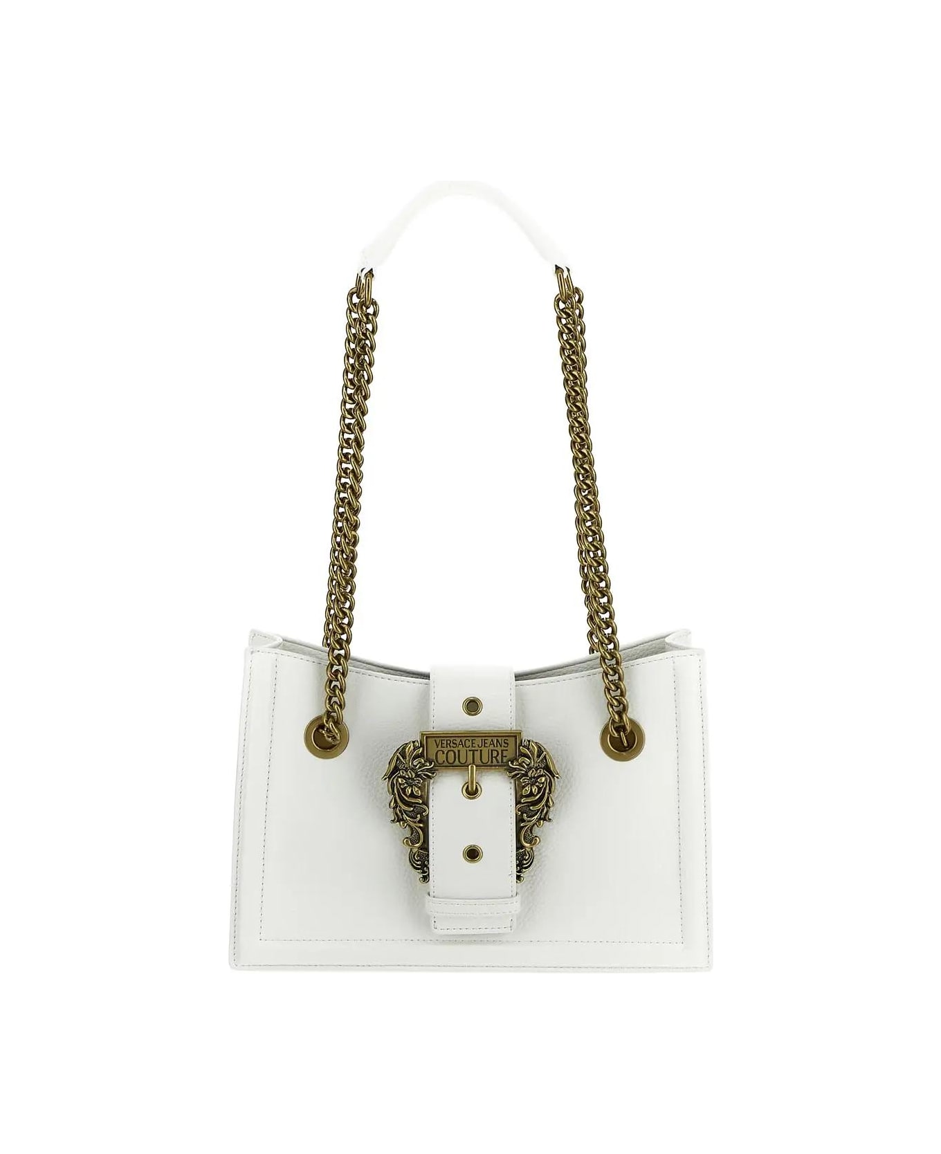 Versace Jeans Couture Embossed Buckle Shoulder Bag - White