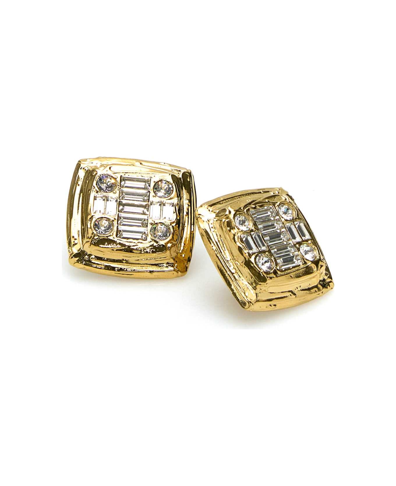 Amina Muaddi Embellished Metal Jeanne Earrings - WHTGOLD