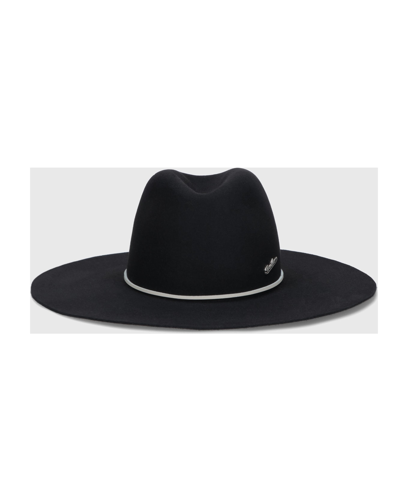Borsalino Heath Alessandria Brushed Felt Leather Hatband - BLACK