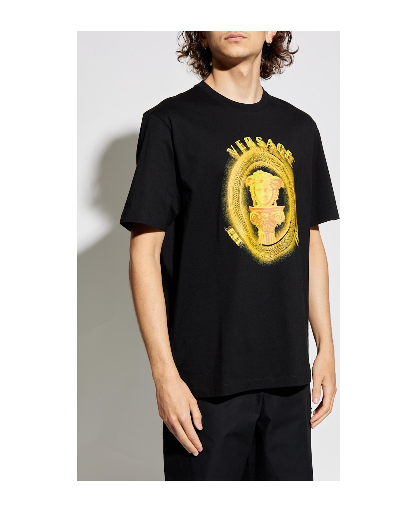 Versace T-shirt With Printed Logo - BLACK
