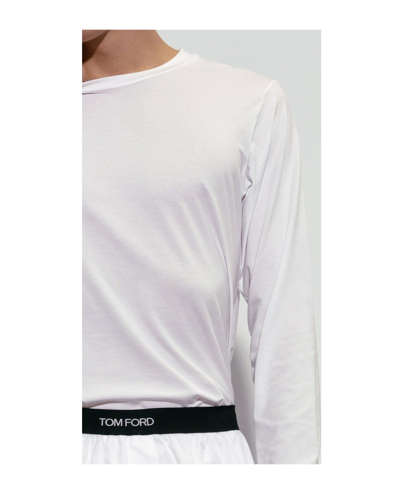 Tom Ford Logo Tag Long-sleeved T-shirt - WHITE