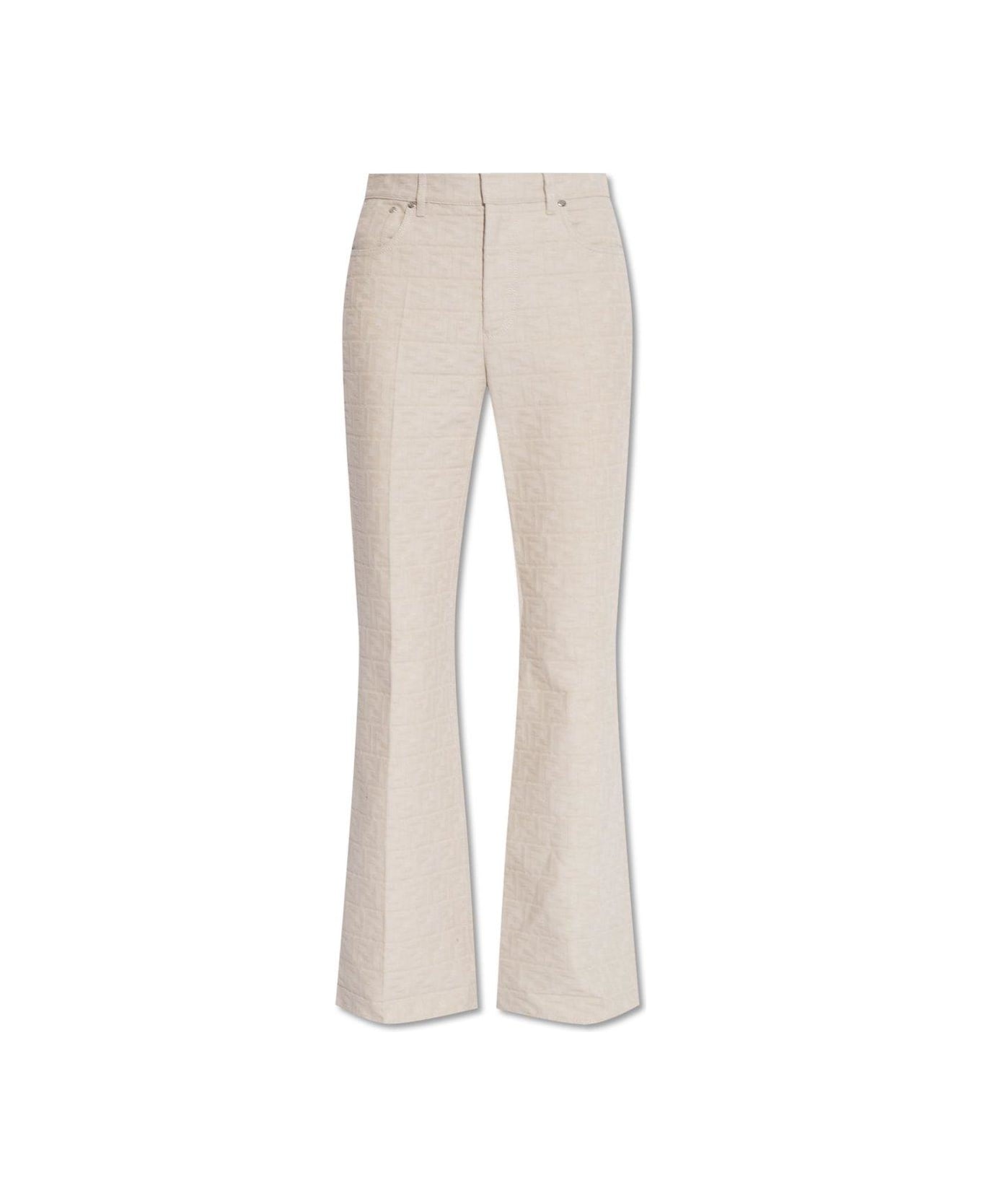 Fendi Allover Monogrammed Flared Trousers - Grey